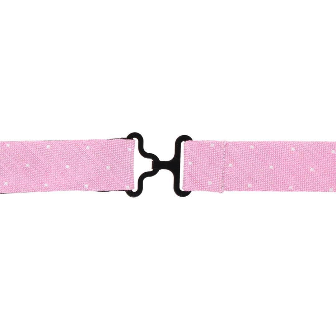 Churchill Chambray Polka Dot Linen Blend Bow Tie - Light Pink with Polka Dots