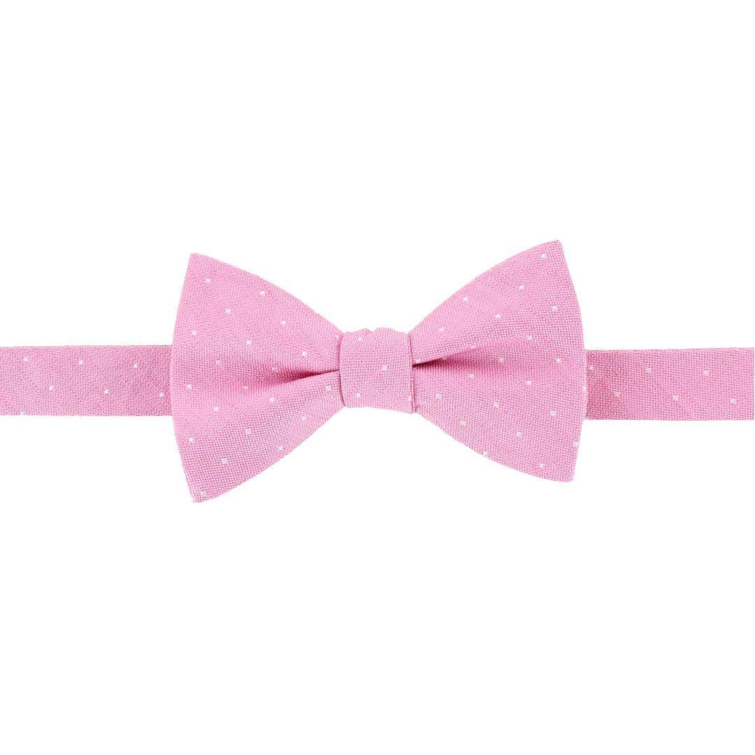 Churchill Chambray Polka Dot Linen Blend Bow Tie