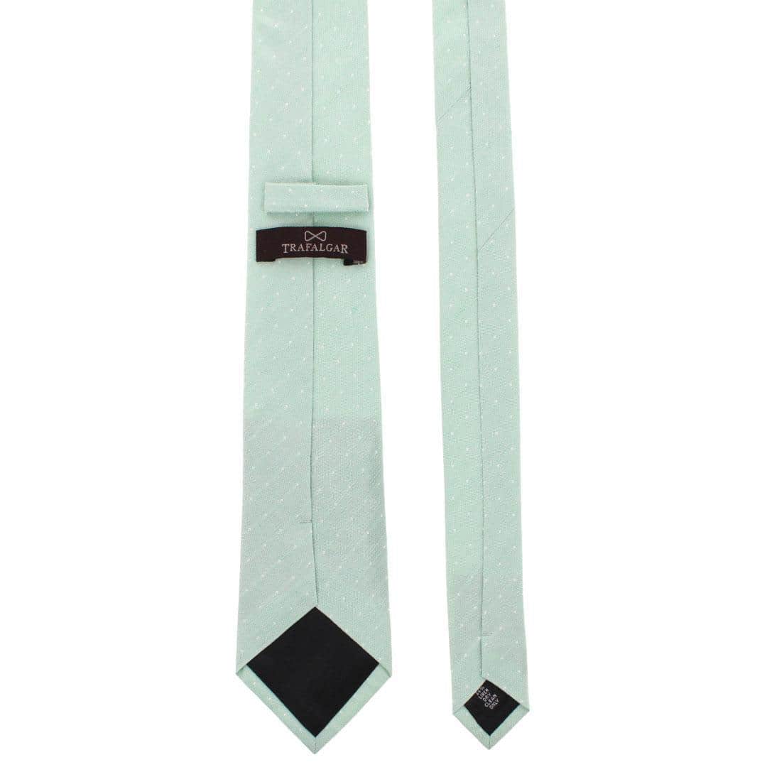 Churchill Chambray Polka Dot Linen Blend Necktie - Light Green with Polka Dots