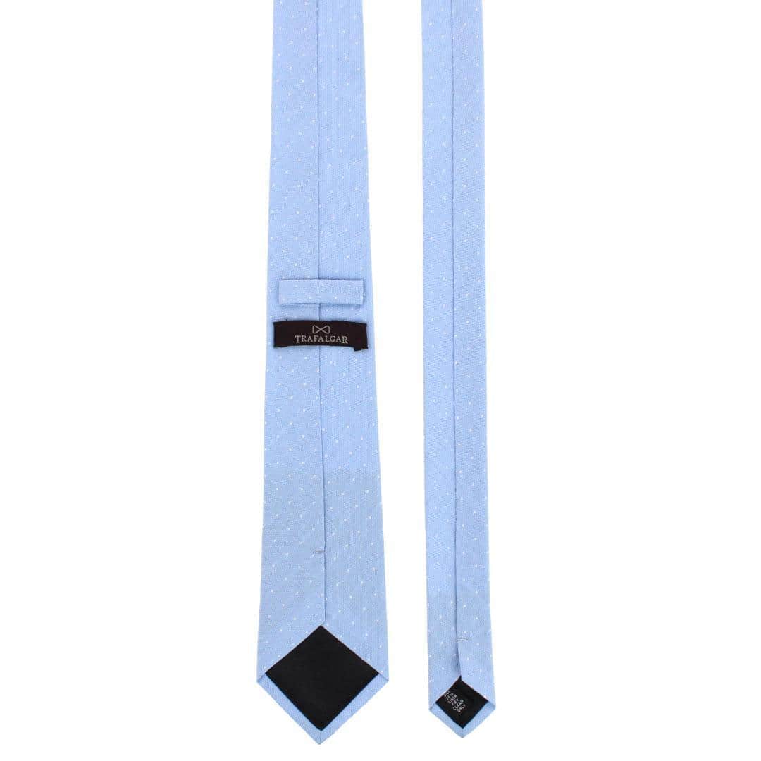 Churchill Chambray Polka Dot Linen Blend Necktie - Light Blue with Polka Dots