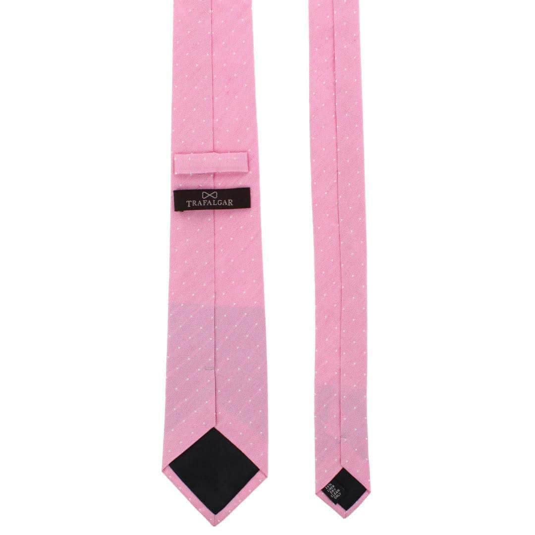 Churchill Chambray Polka Dot Linen Blend Necktie - Light Pink with Polka Dots