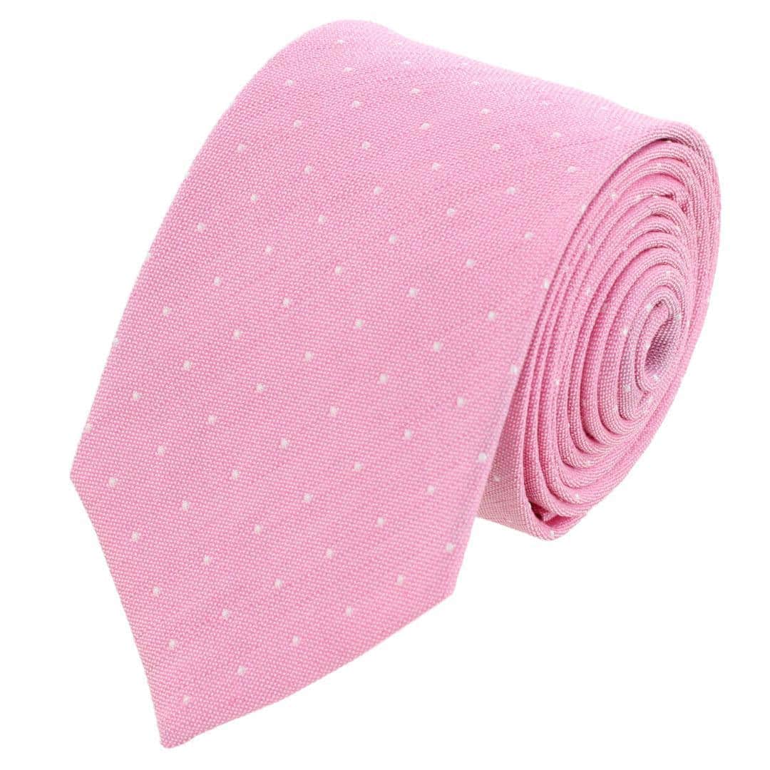 Churchill Chambray Polka Dot Linen Blend Necktie