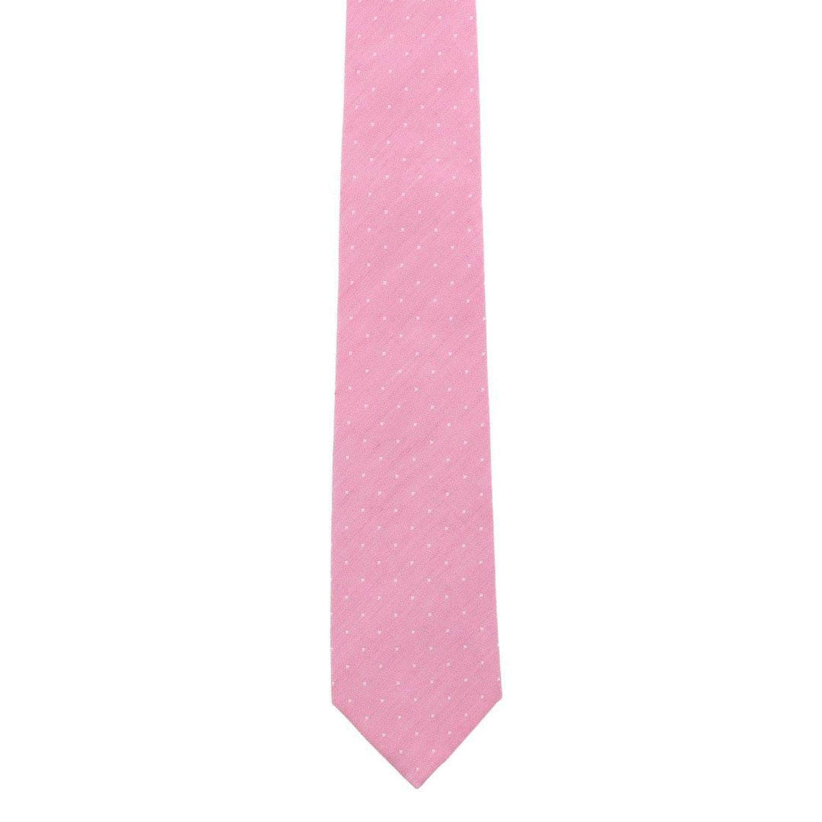 Churchill Chambray Polka Dot Necktie & Gatsby Silk Pocket Square Bundle - Pink & White