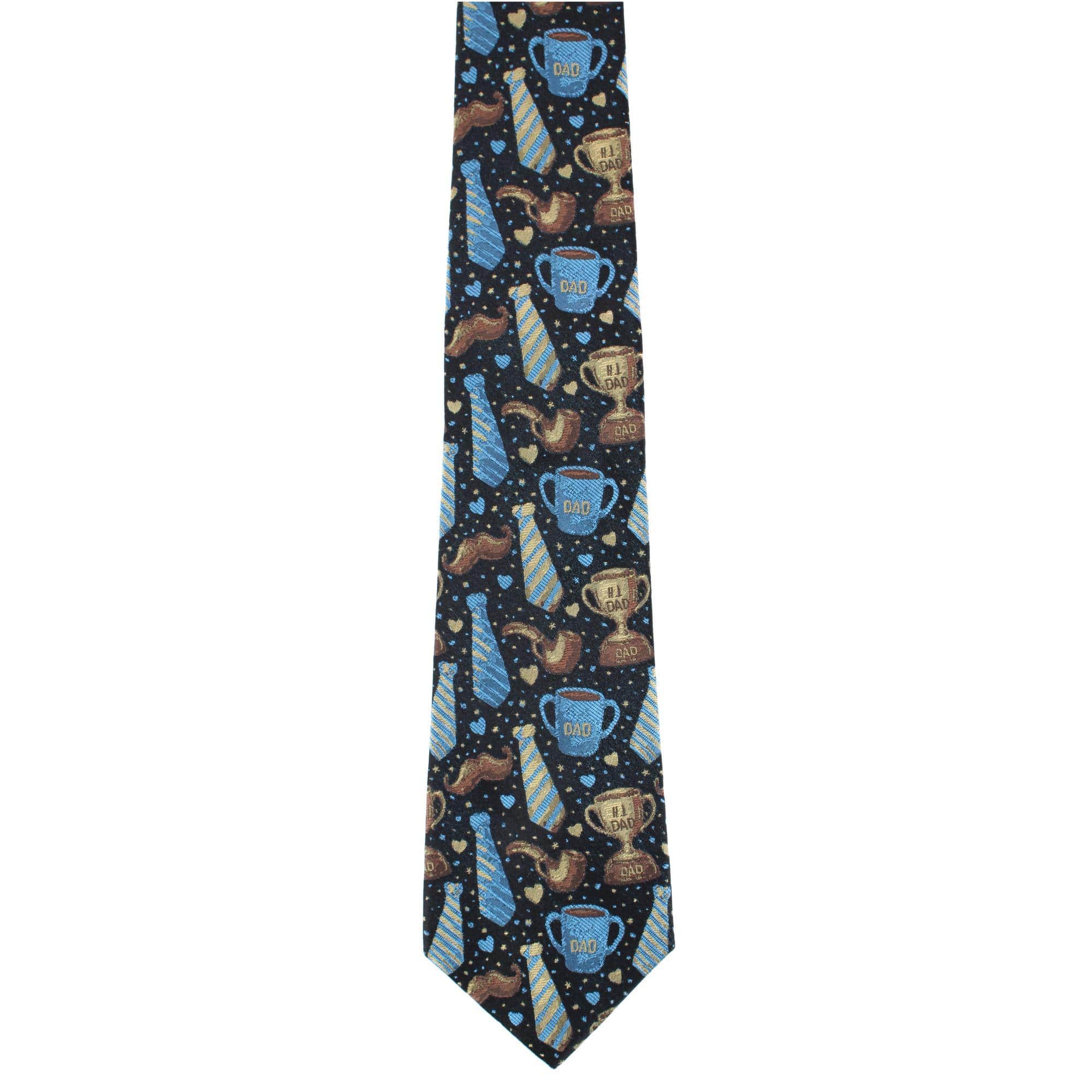 Dad Appreciation Necktie & Gatsby Silk Pocket Square Bundle - Navy with Blue