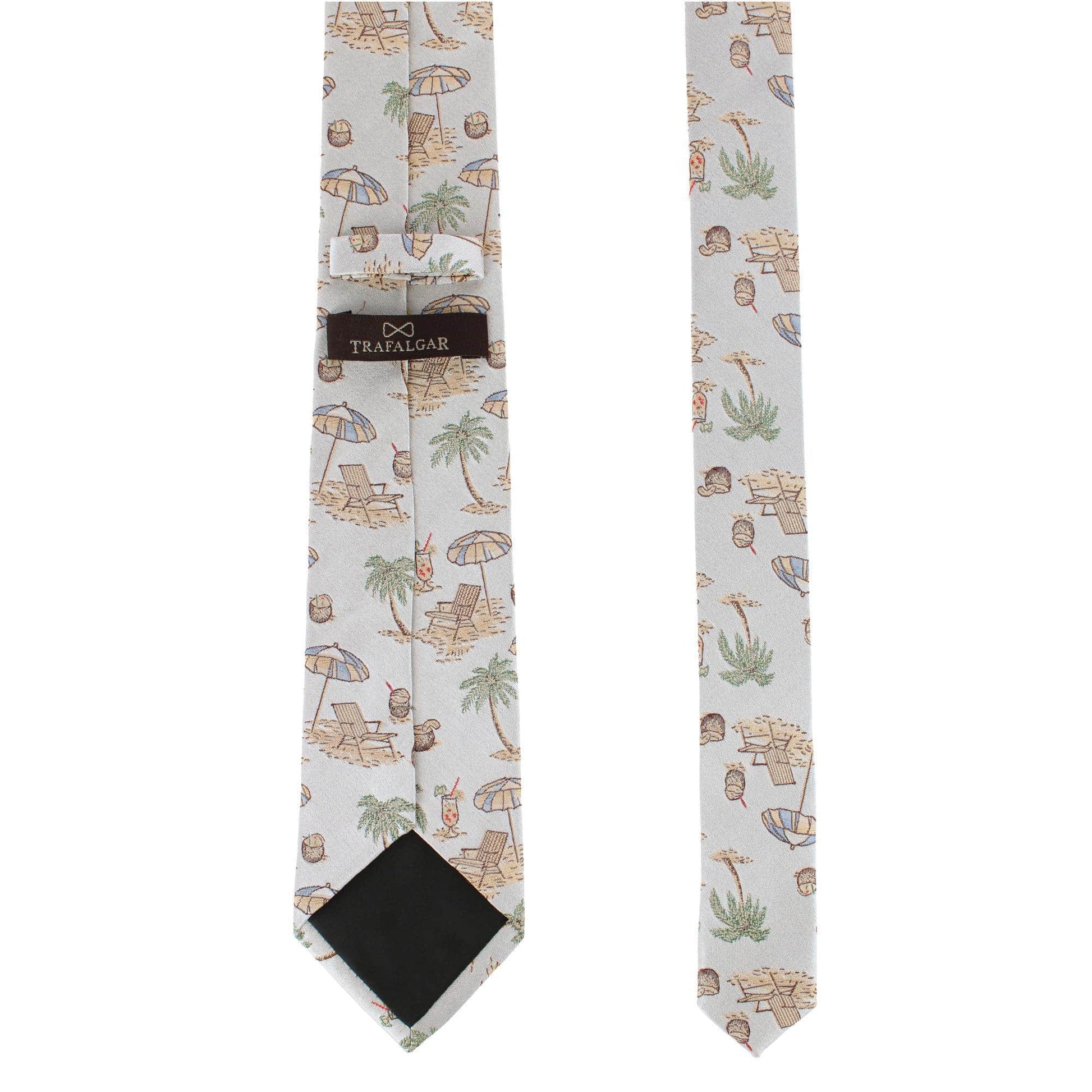 Beach Get A Way Silk Novelty Necktie - Silver