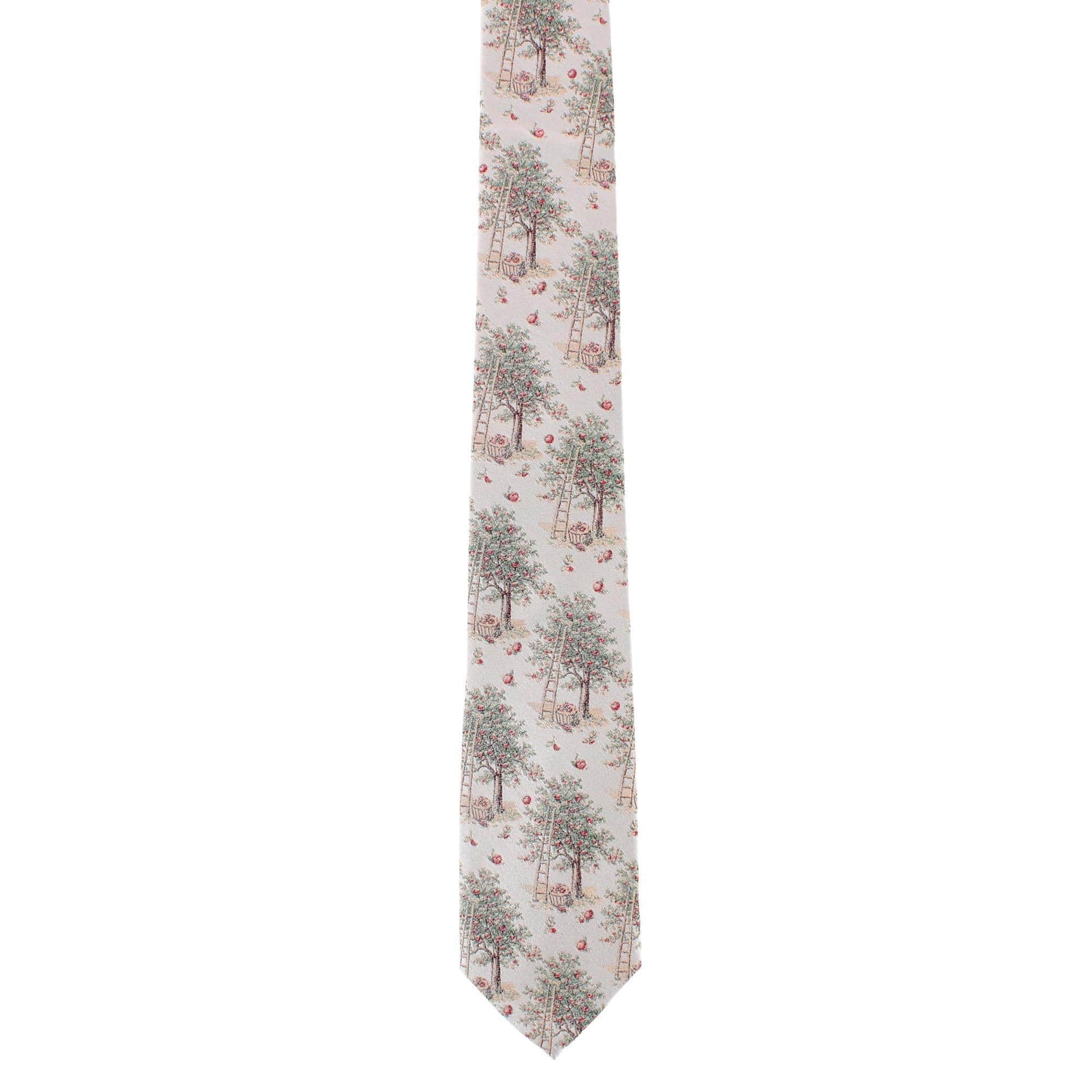 Fall Apple Orchard Silk Novelty Necktie - Silver