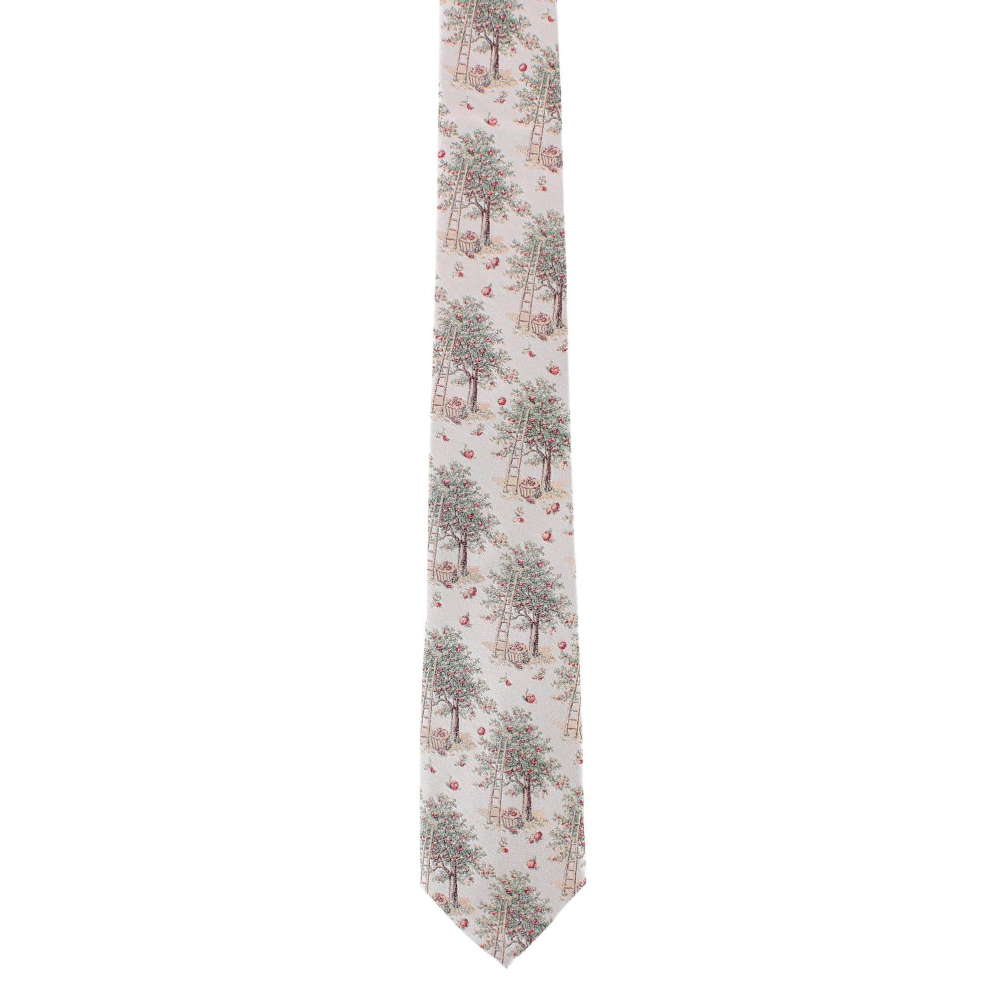 Fall Apple Orchard Silk Novelty Necktie - Silver