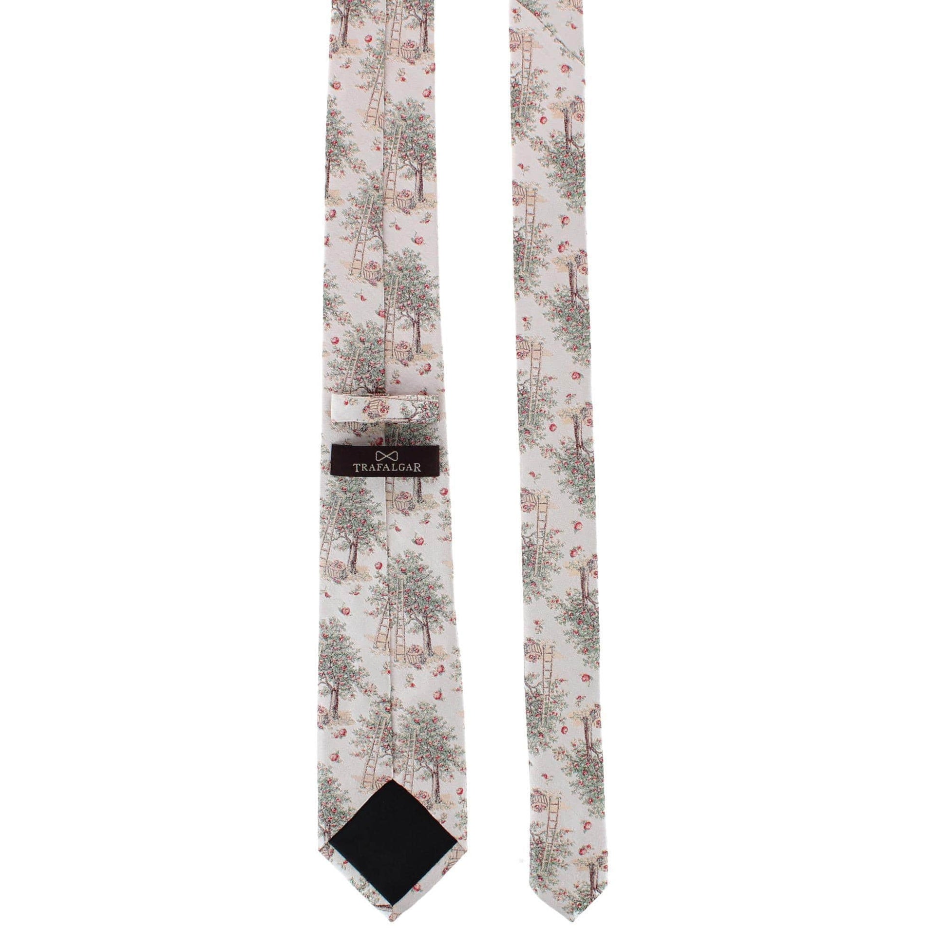 Fall Apple Orchard Silk Novelty Necktie - Silver