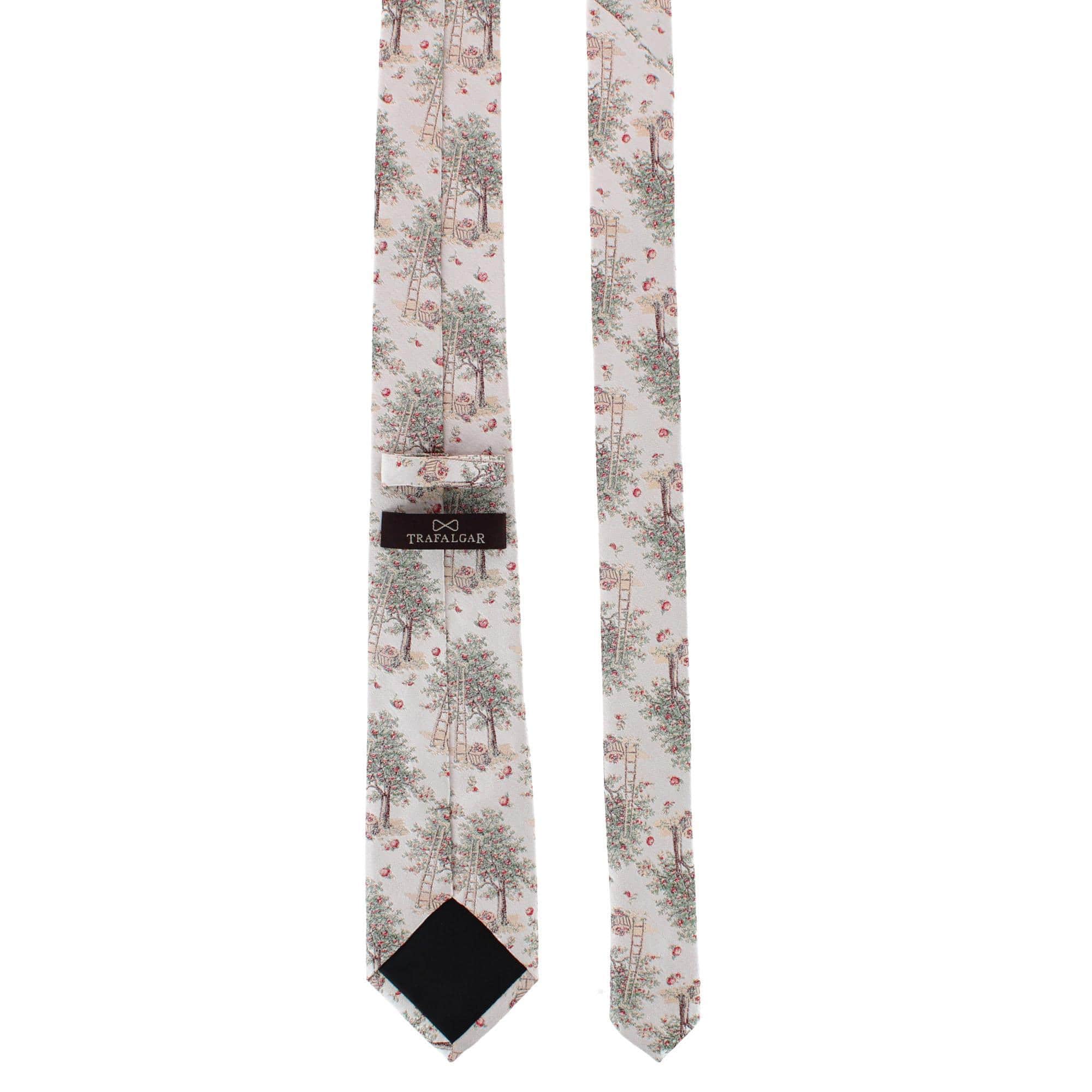 Fall Apple Orchard Silk Novelty Necktie - Silver