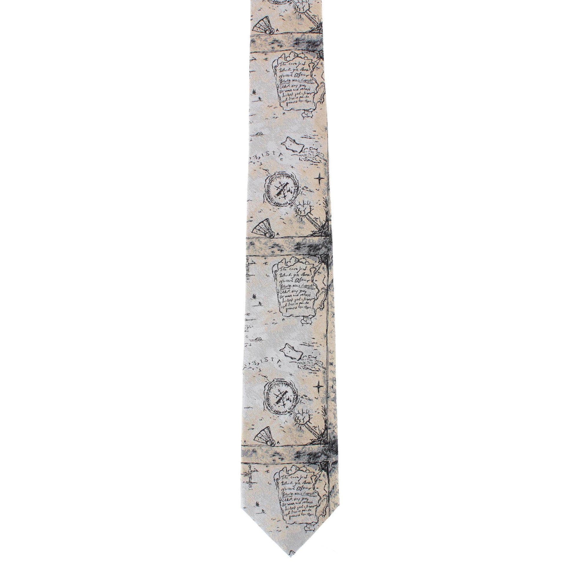 Sparrow's Bounty Treasure Map Silk Novelty Necktie - Light Tan