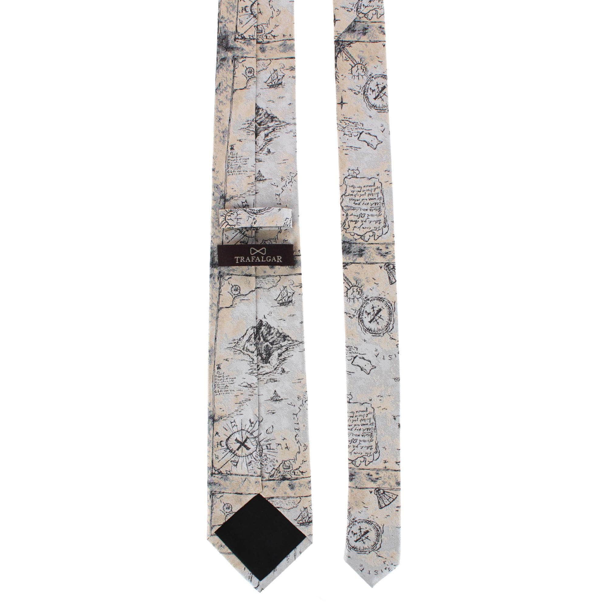 Sparrow's Bounty Treasure Map Silk Novelty Necktie - Light Tan