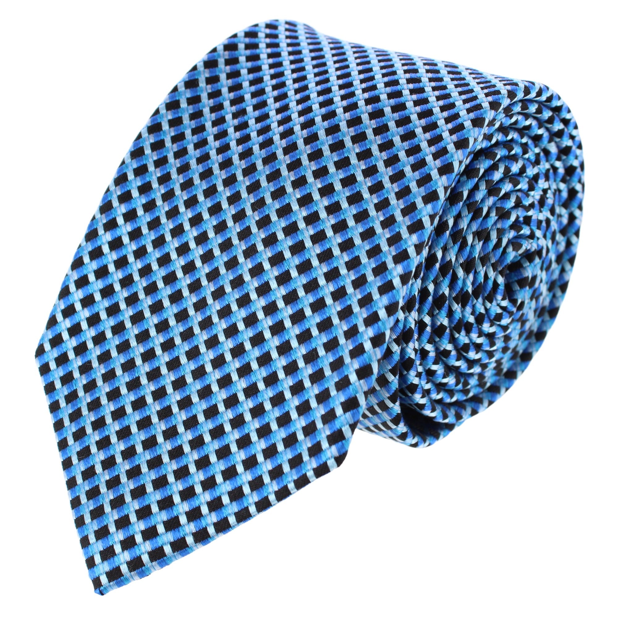 Jazzy Blues Checked Business Silk Necktie - Blue