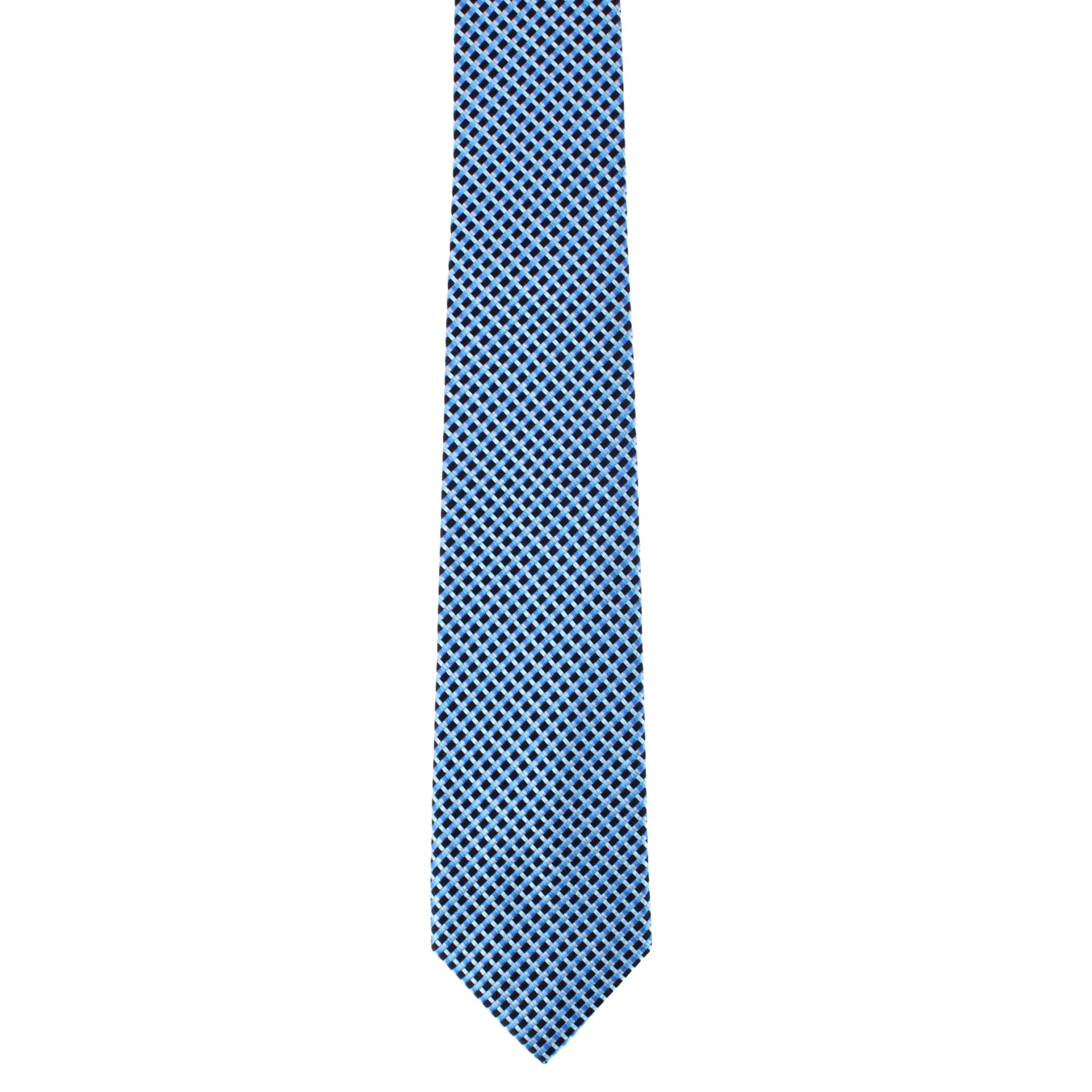 Jazzy Blues Checked Business Silk Necktie - Blue