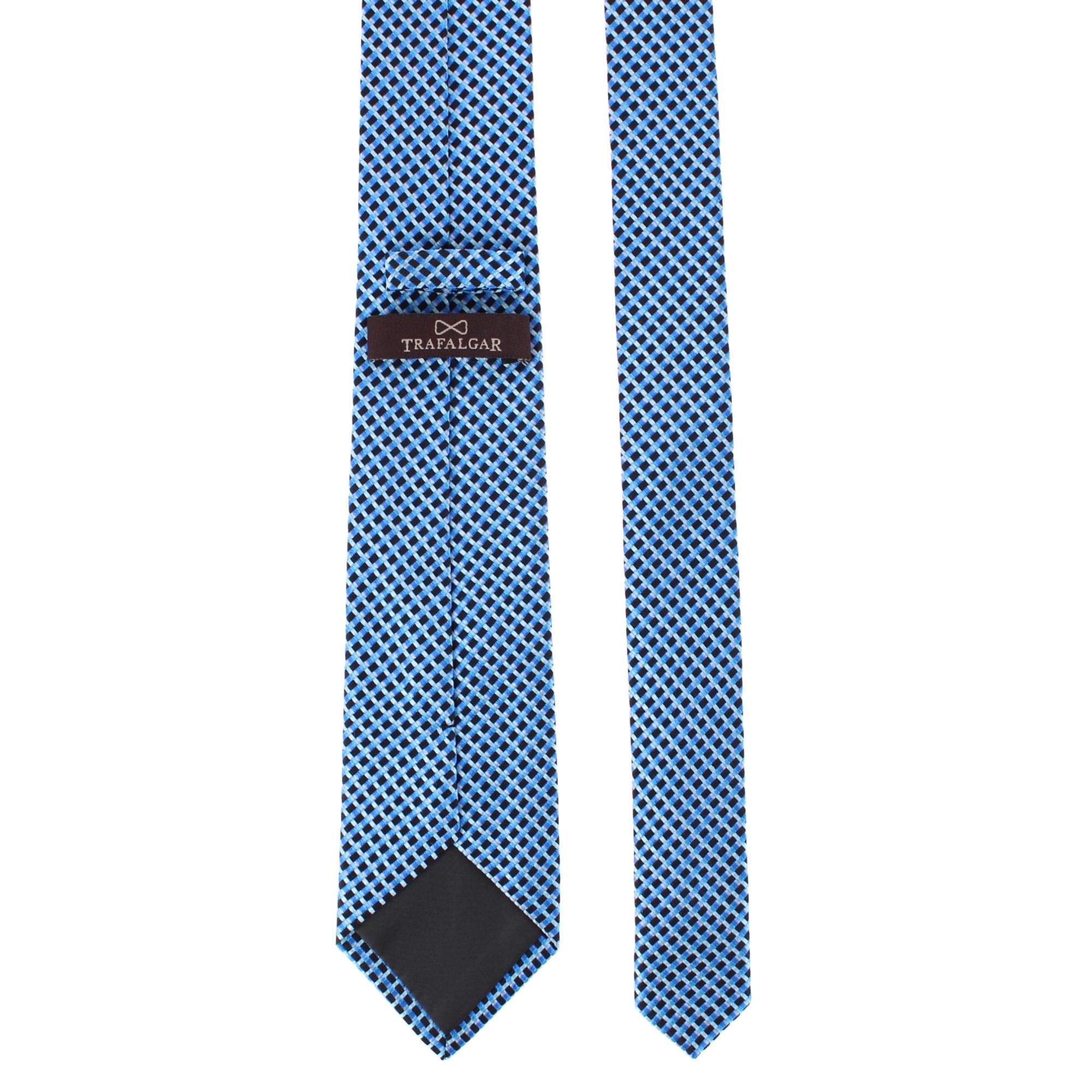 Jazzy Blues Checked Business Silk Necktie - Blue
