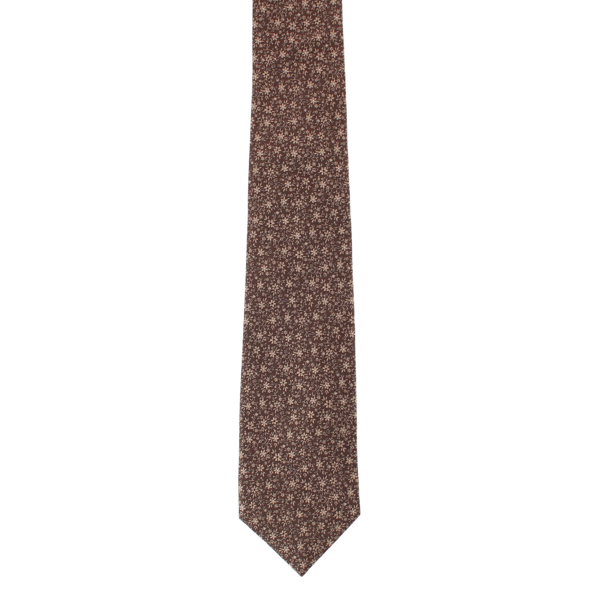 Franco Floral Neat Pattern Business Silk Necktie - Brown Floral