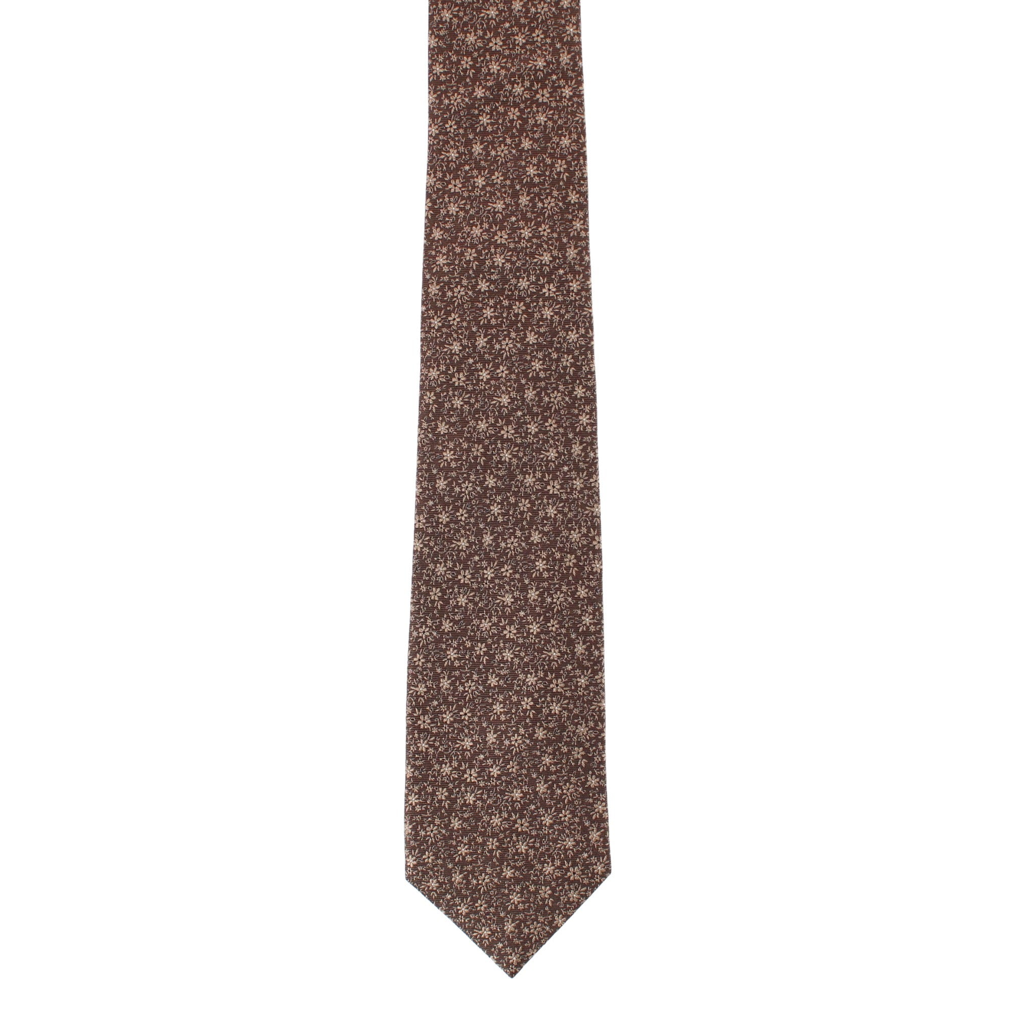 Franco Floral Neat Pattern Business Silk Necktie - Brown Floral