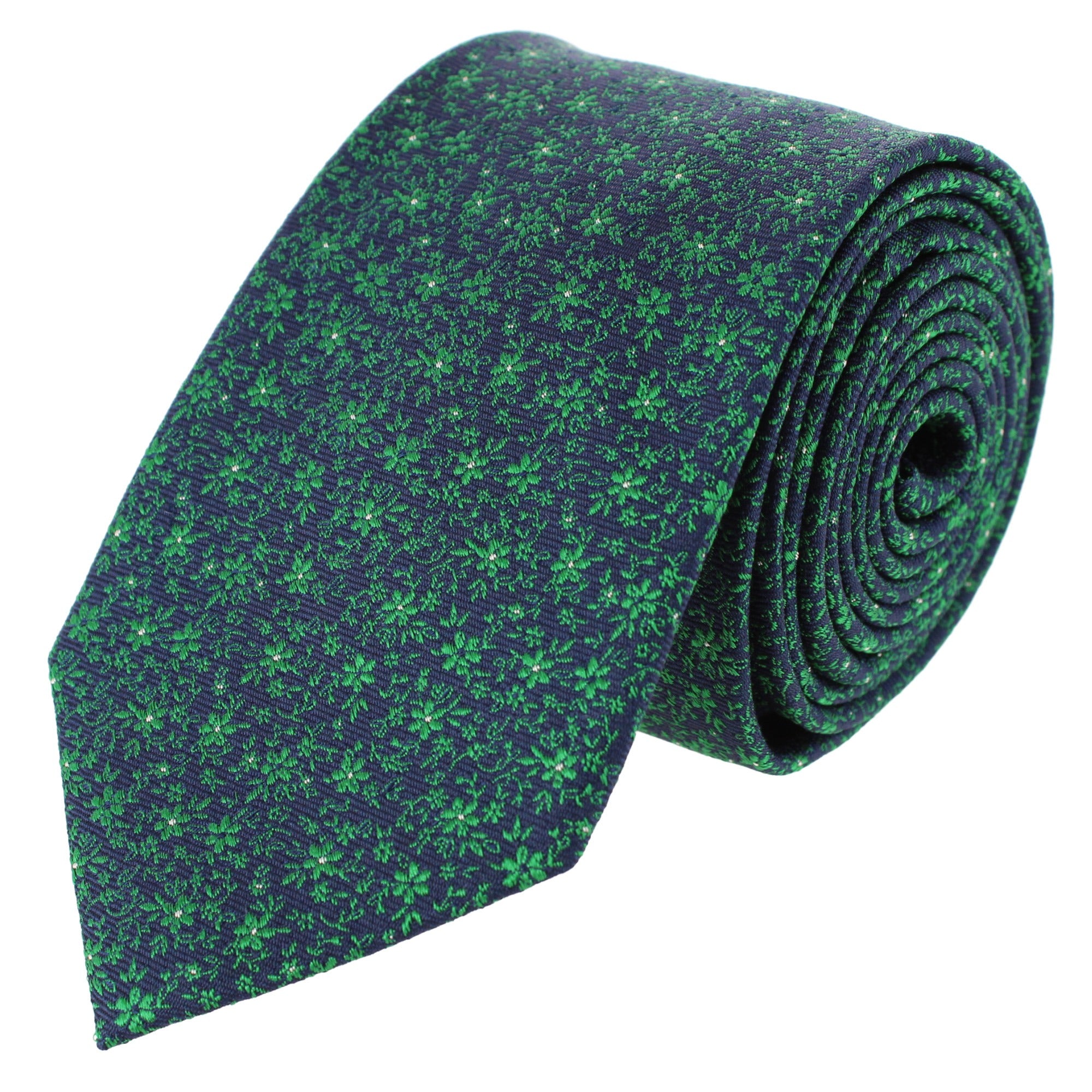 Franco Floral Neat Pattern Business Silk Necktie - Green Floral