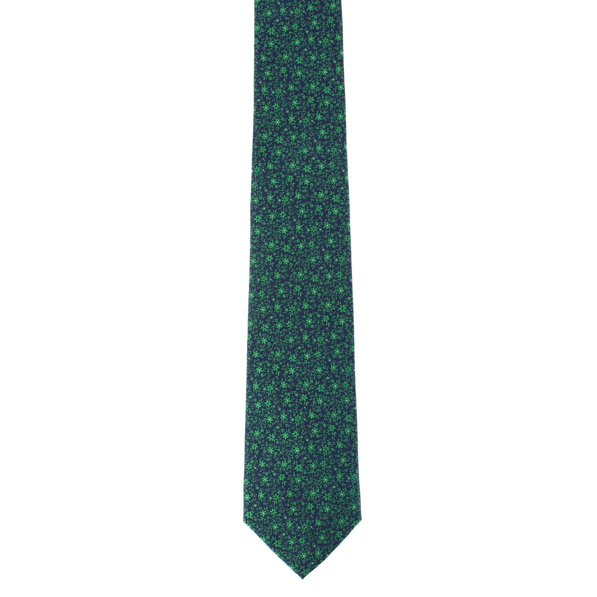 Franco Floral Neat Pattern Business Silk Necktie - Green Floral