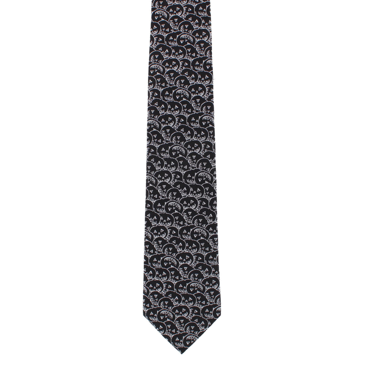 Jack O'Lantern Smiley Halloween Novelty Silk Necktie - Black