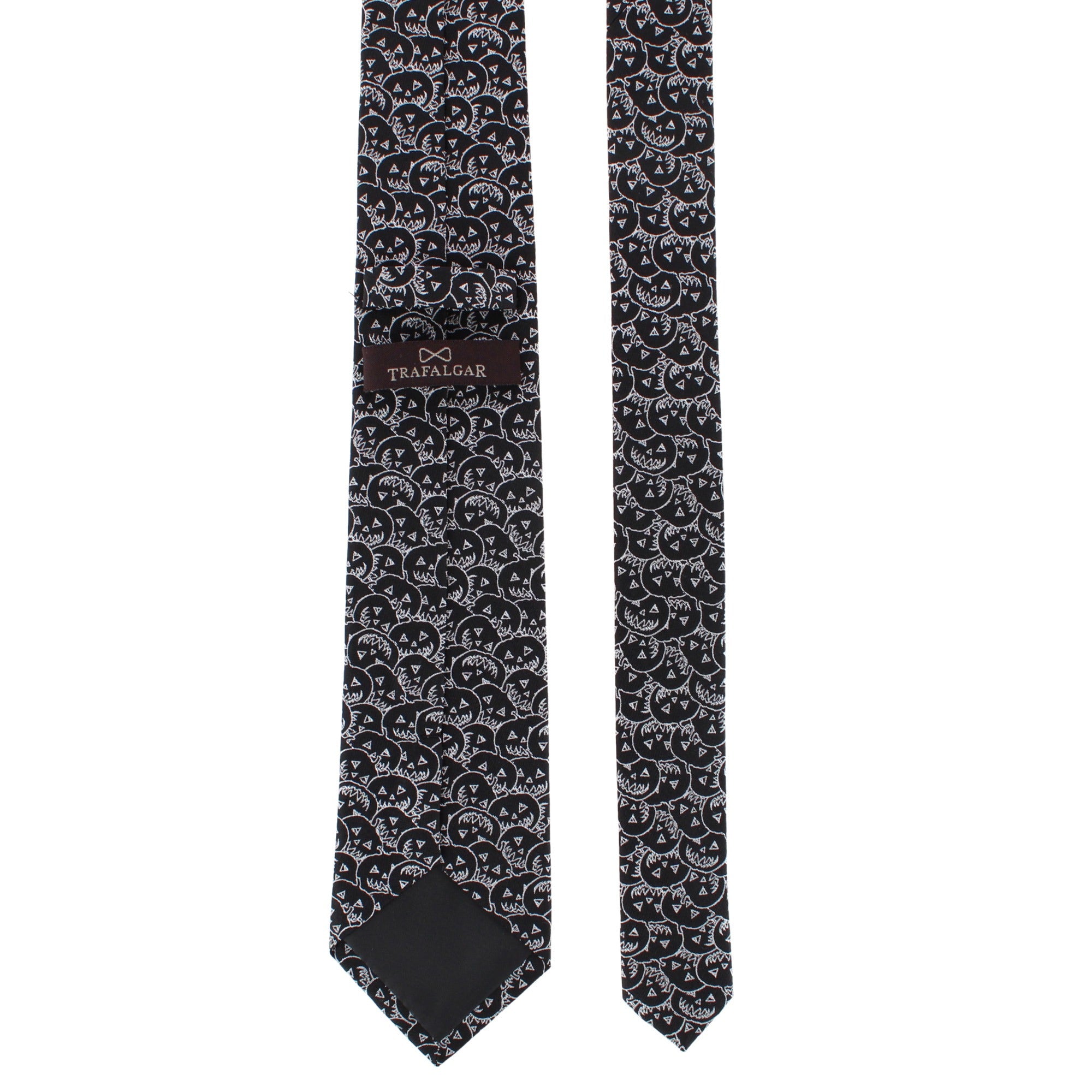 Jack O'Lantern Smiley Halloween Novelty Silk Necktie - Black