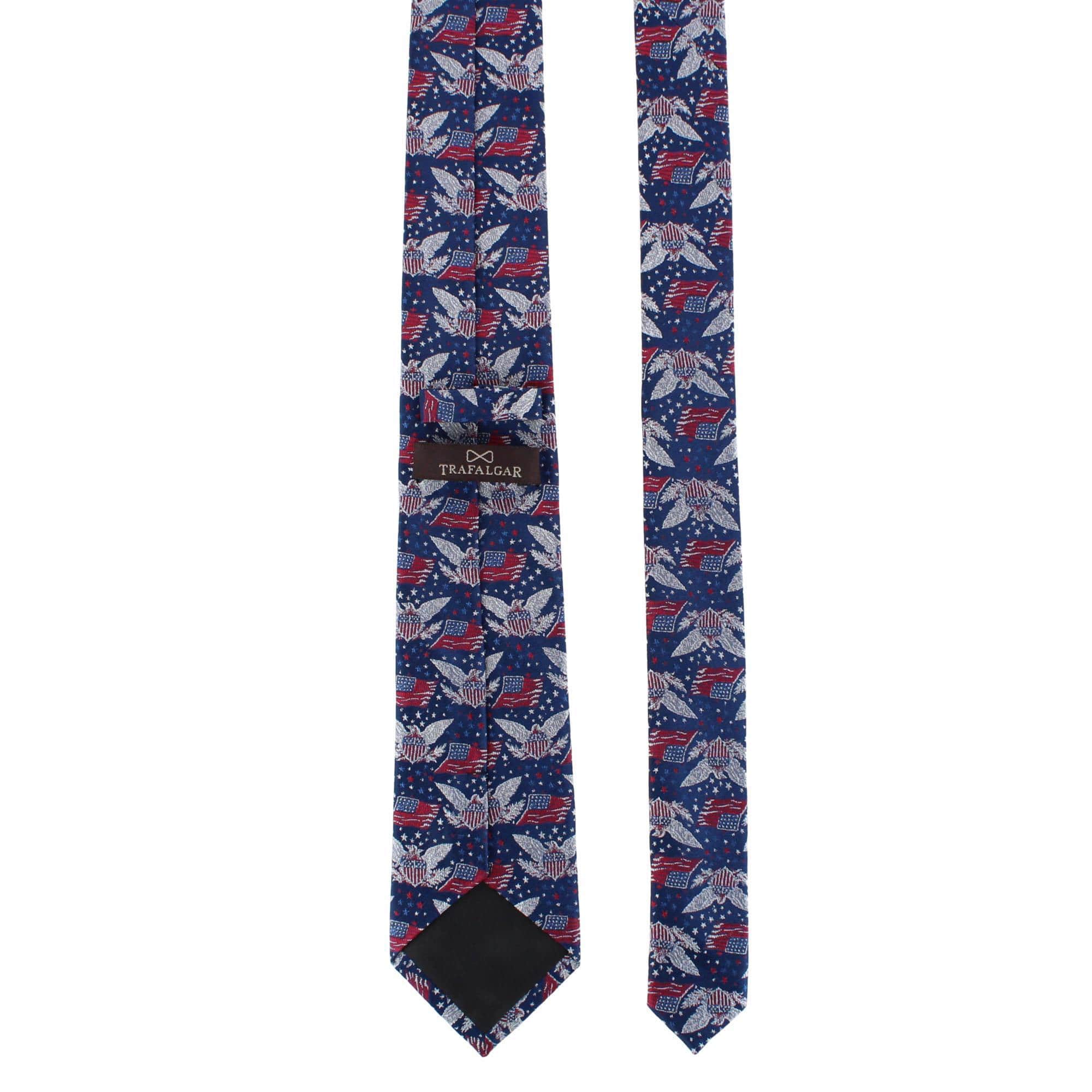 Legacy Soars Patriotic Bald Eagle Silk Novelty Necktie - Navy Blue