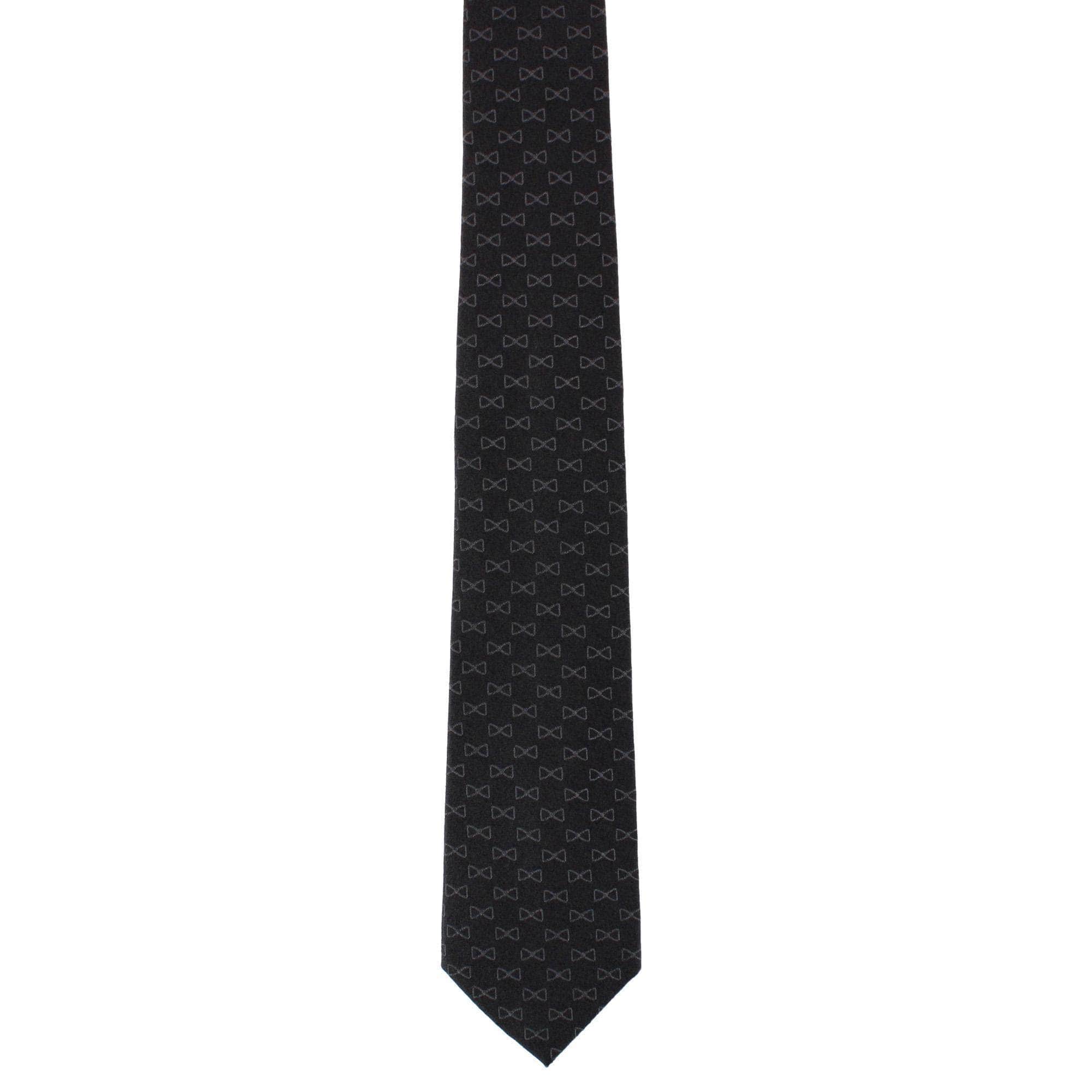 Trafalgar Signature Logo Silk Novelty Necktie - Black