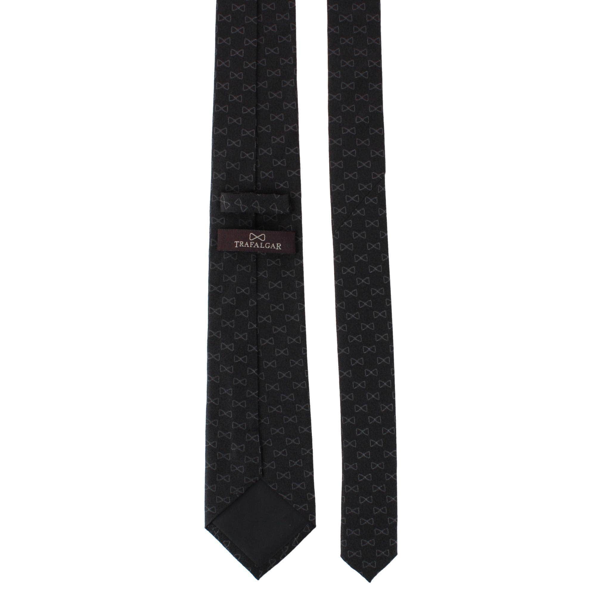 Trafalgar Signature Logo Silk Novelty Necktie - Black
