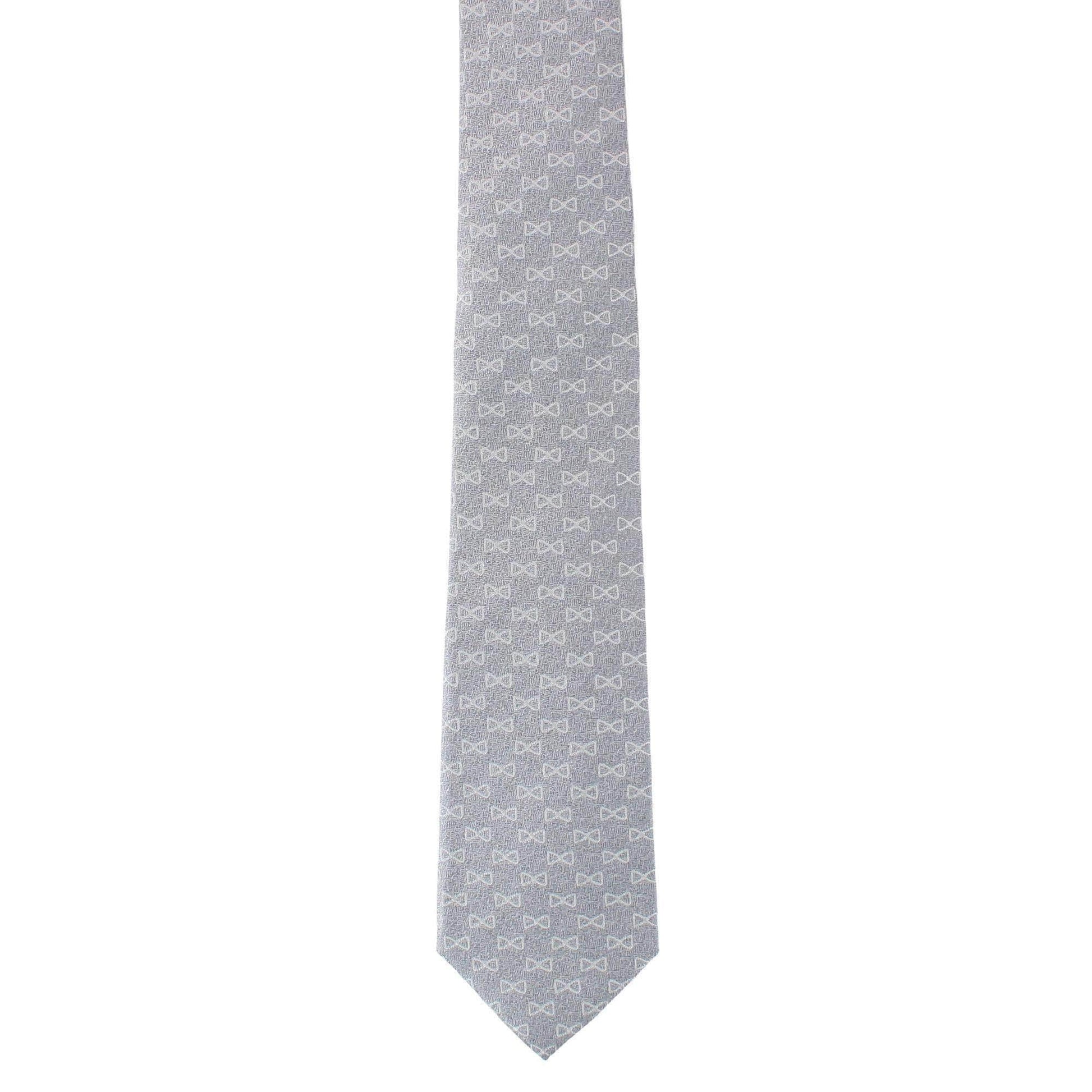 Trafalgar Signature Logo Silk Novelty Necktie - Silver