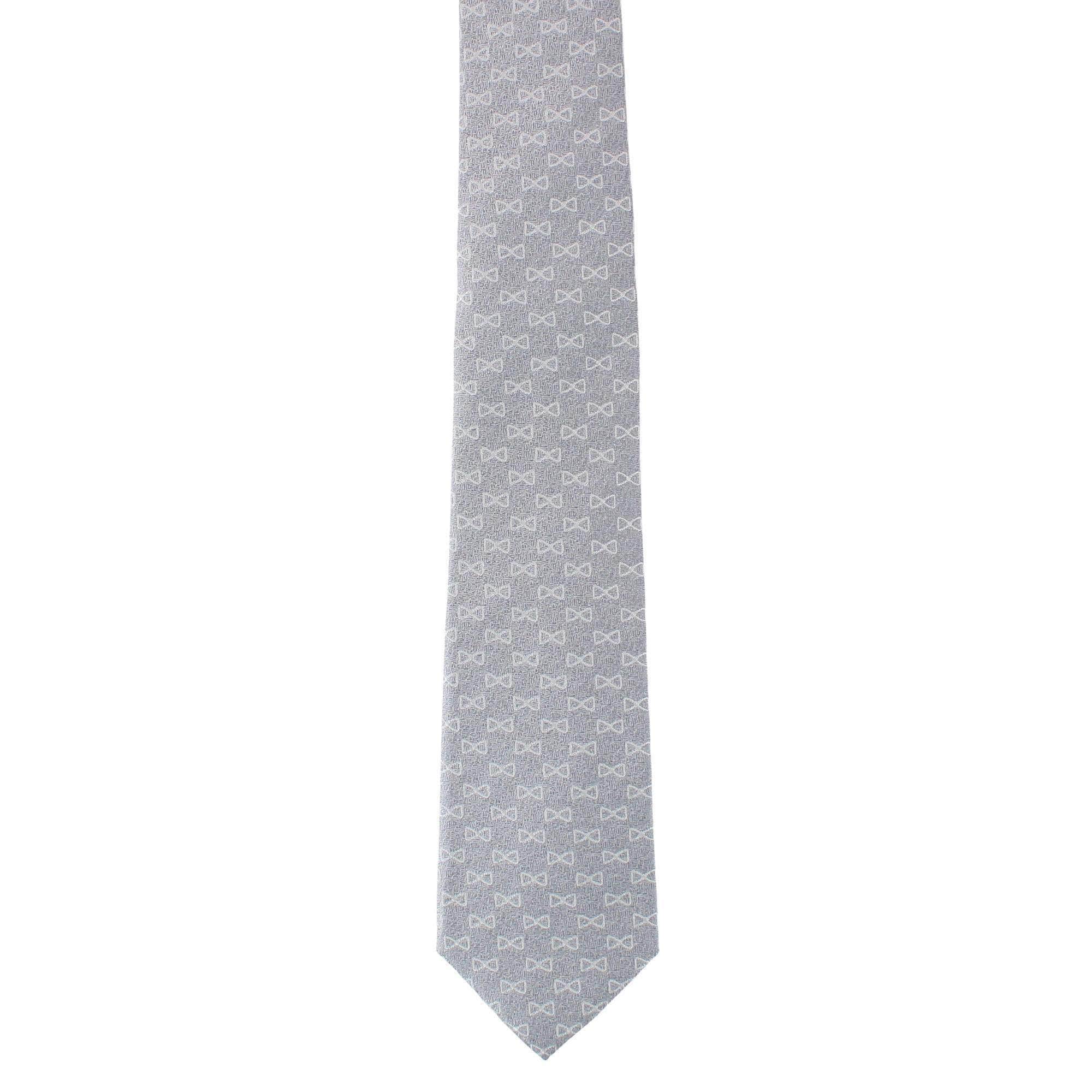 Trafalgar Signature Logo Silk Novelty Necktie - Silver