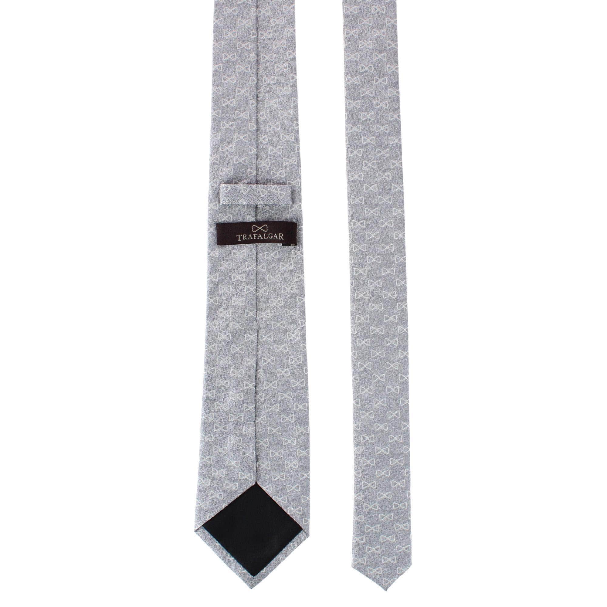 Trafalgar Signature Logo Silk Novelty Necktie - Silver