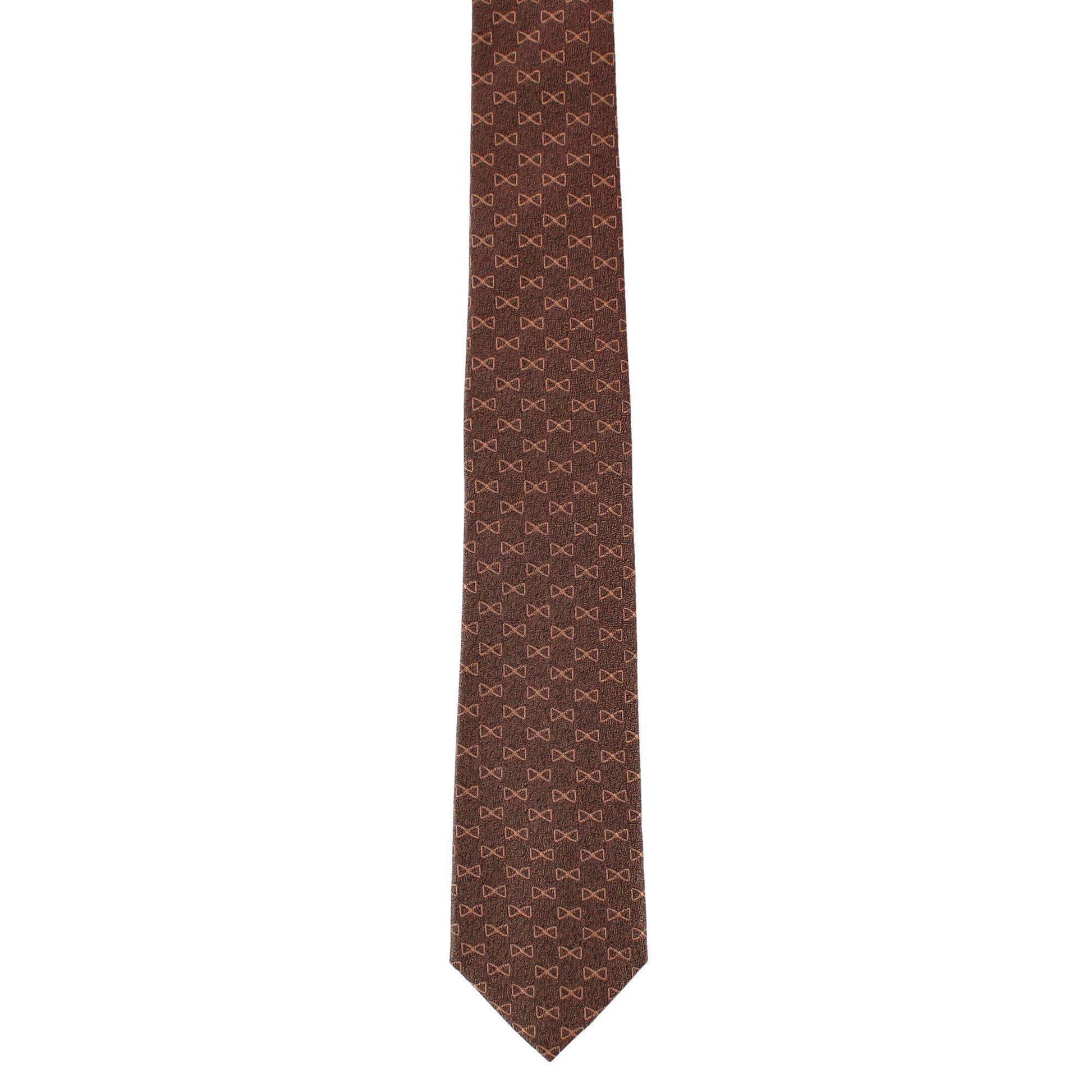 Trafalgar Signature Logo Silk Novelty Necktie - Brown