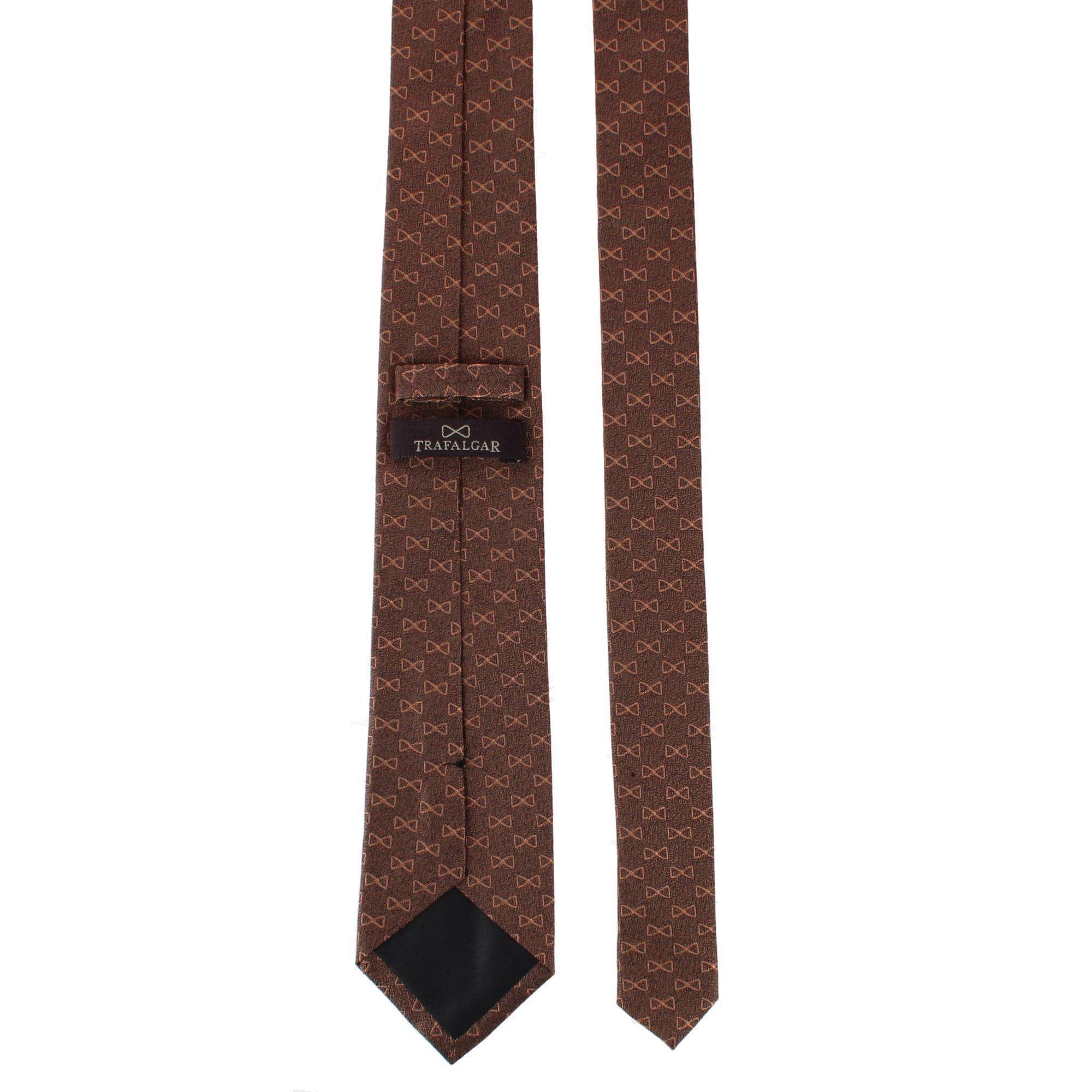 Trafalgar Signature Logo Silk Novelty Necktie - Brown
