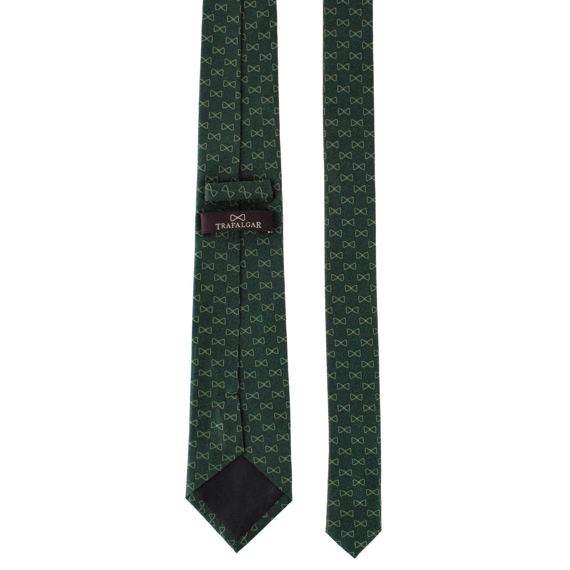 Trafalgar Signature Logo Silk Novelty Necktie - Hunter Green