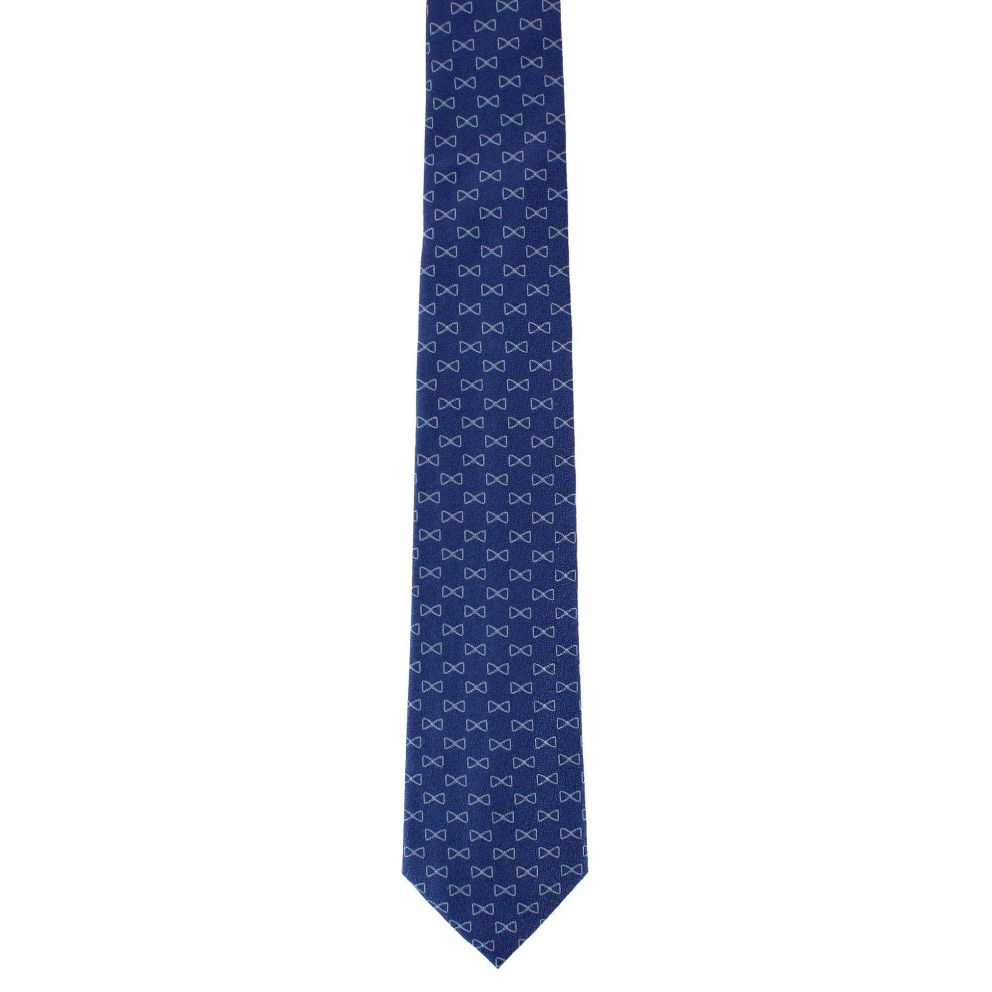 Trafalgar Signature Logo Silk Novelty Necktie - Navy Blue