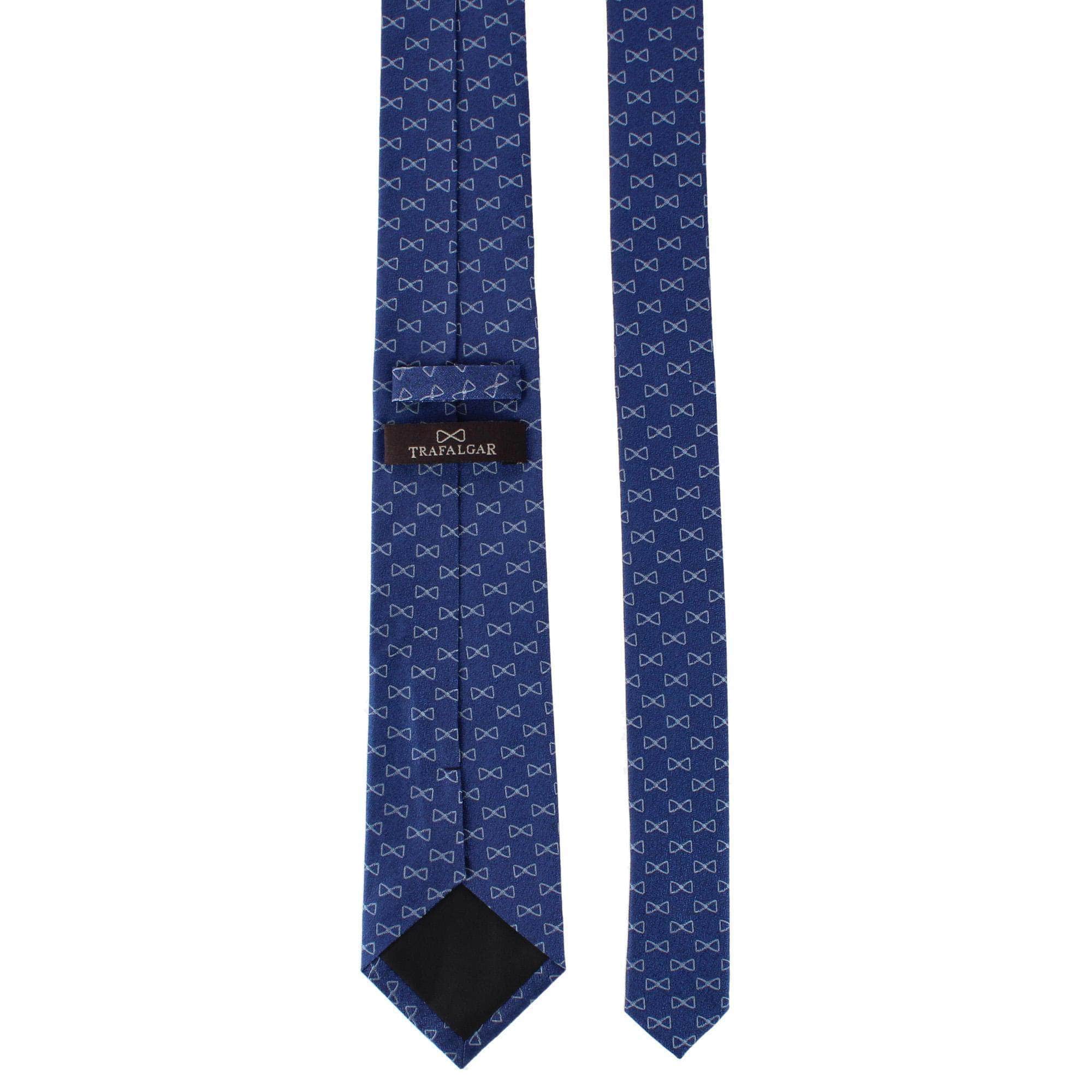Trafalgar Signature Logo Silk Novelty Necktie - Navy Blue