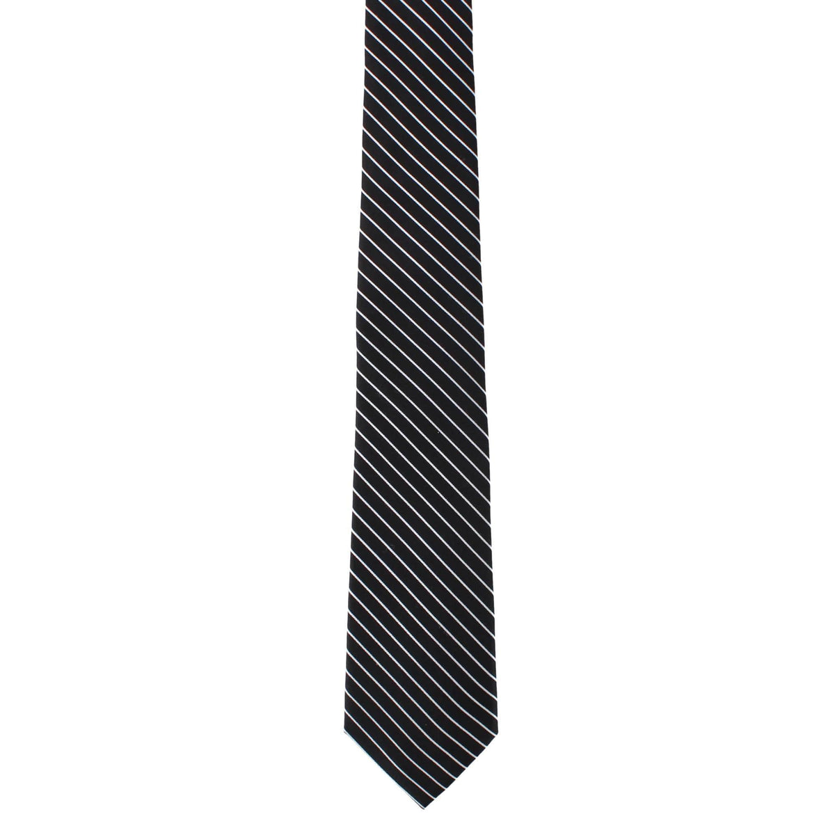 Declan Diagonal Stripe Silk Business Necktie - Black with White Stripe