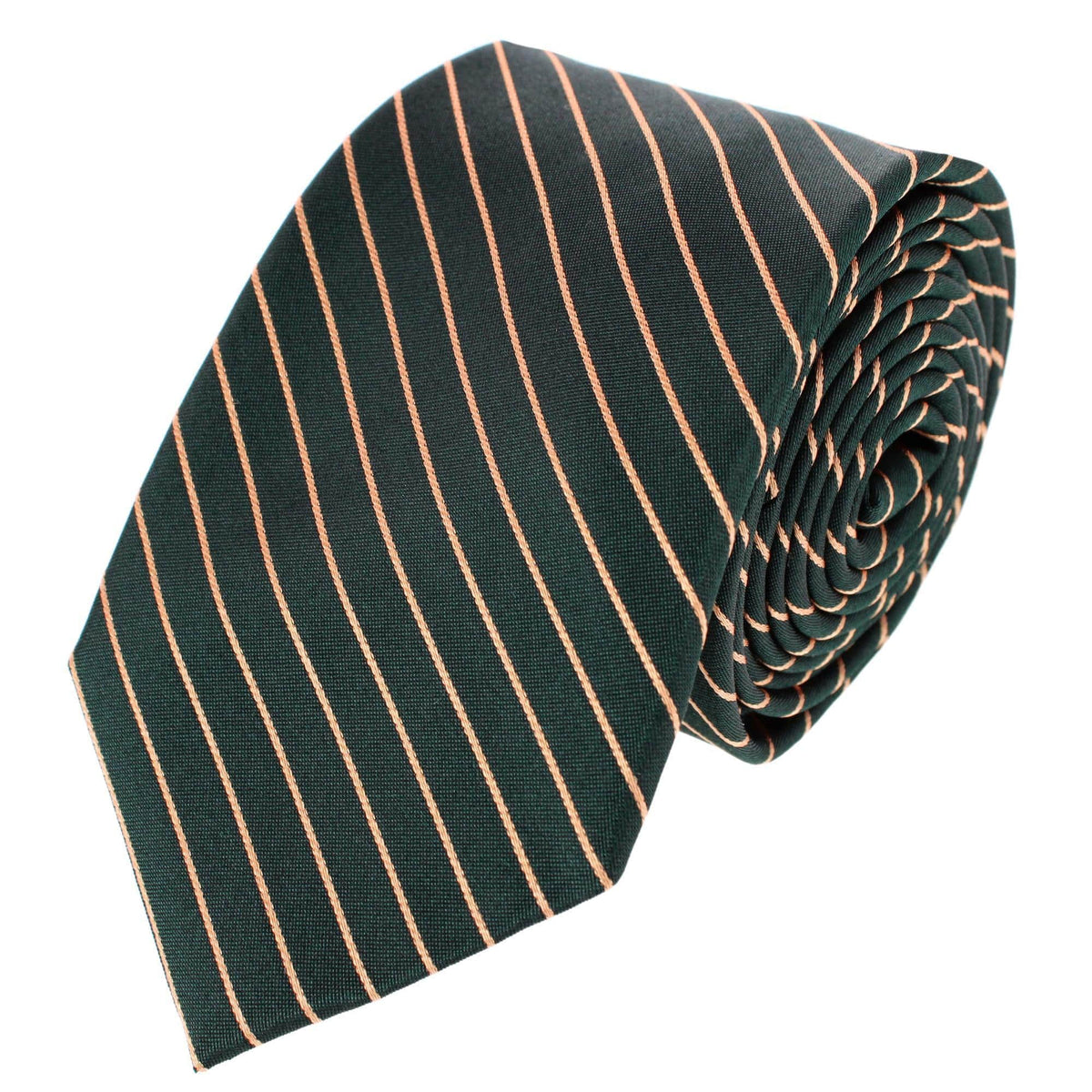 Declan Diagonal Stripe Silk Business Necktie - Green with Brown Stripe