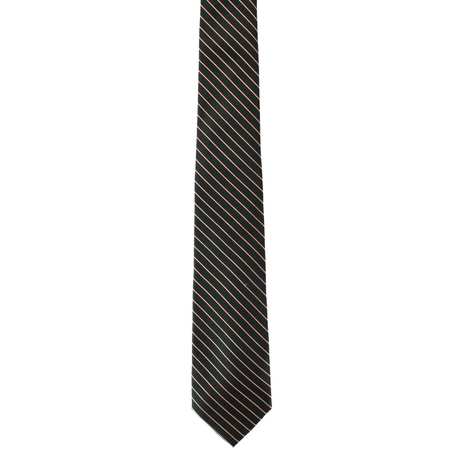 Declan Diagonal Stripe Silk Business Necktie - Green with Brown Stripe