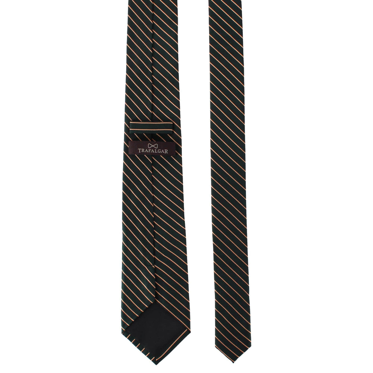 Declan Diagonal Stripe Silk Business Necktie - Green with Brown Stripe