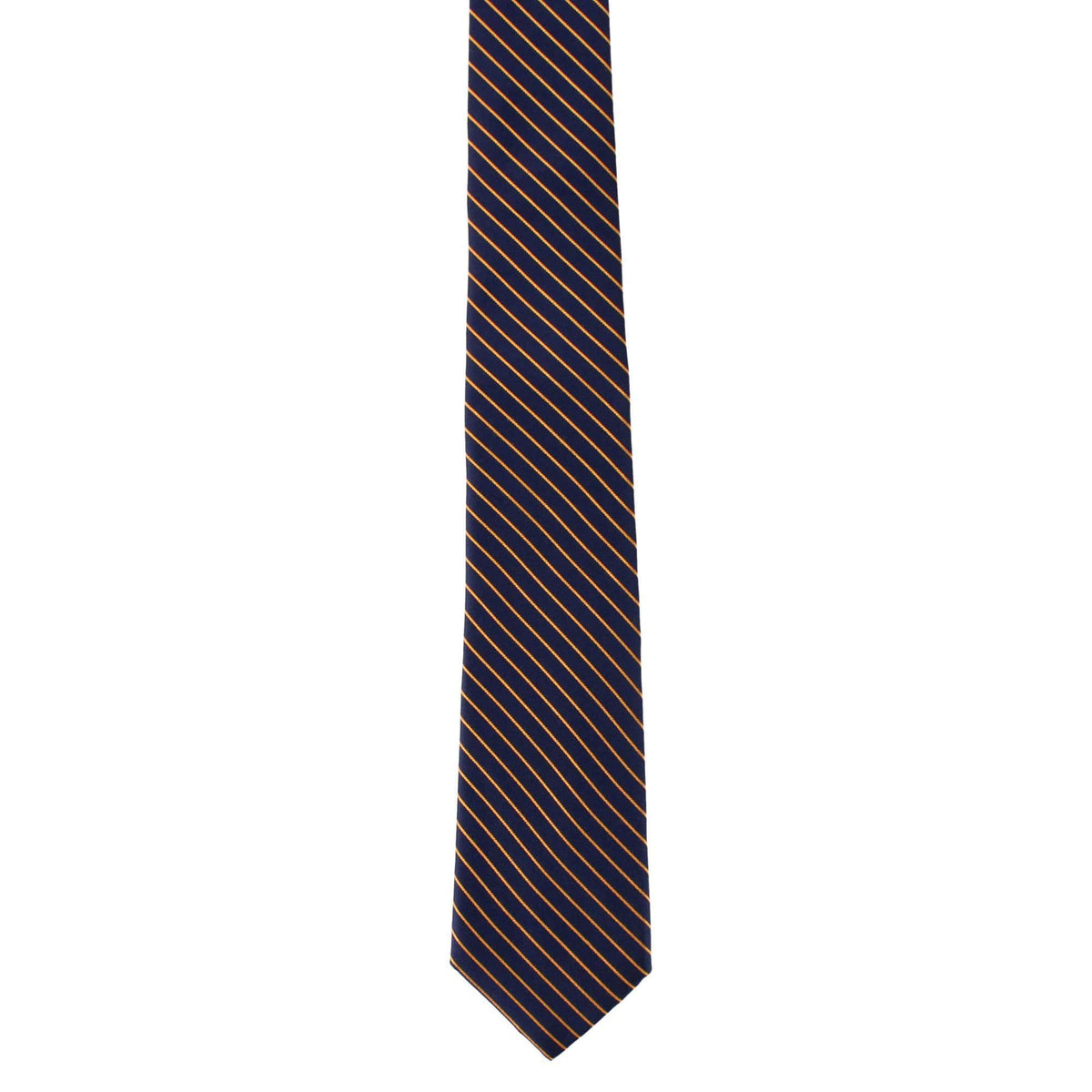 Declan Diagonal Stripe Silk Business Necktie - Navy Blue with Gold Stripe