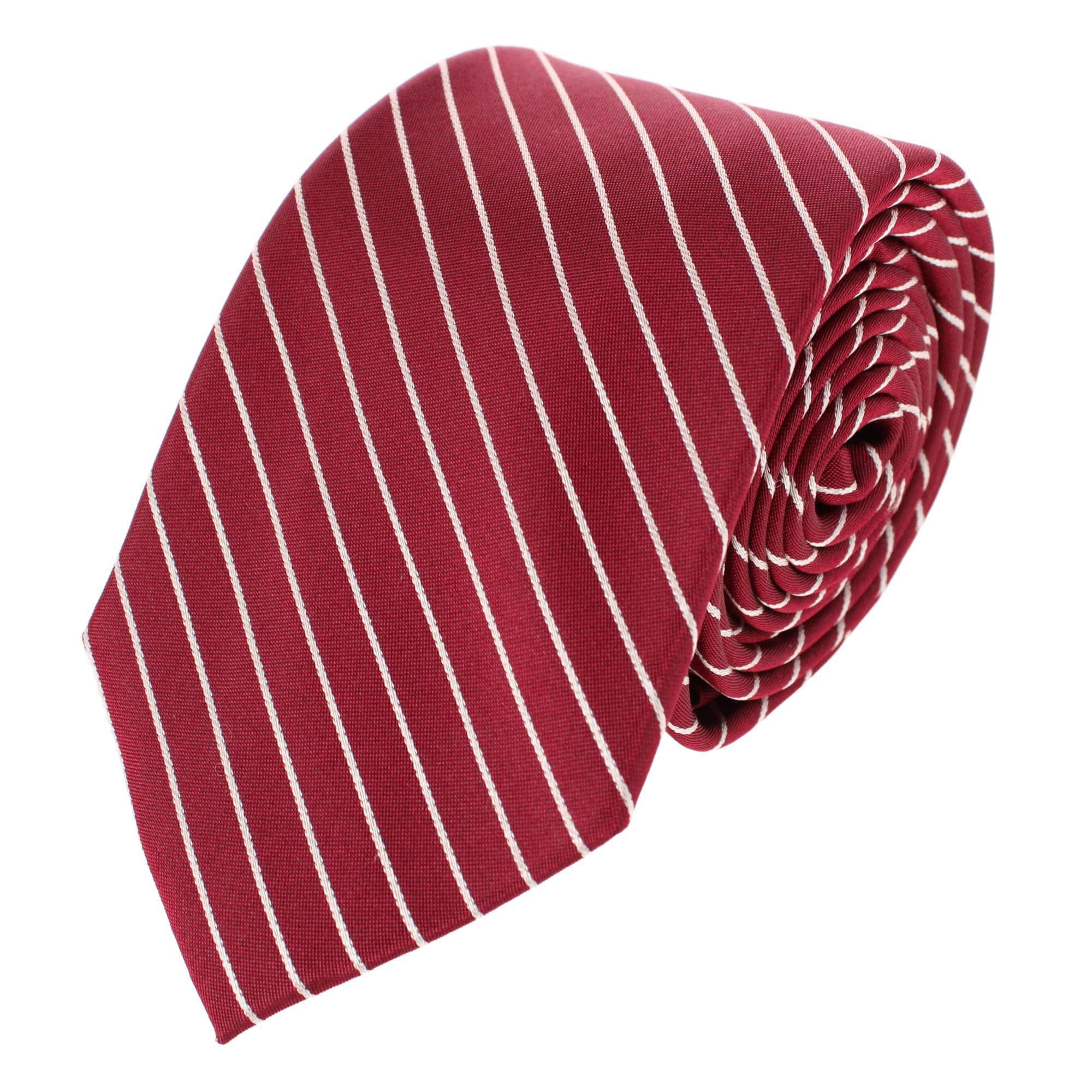 Declan Diagonal Stripe Silk Business Necktie - Burgundy with Cream Stripe