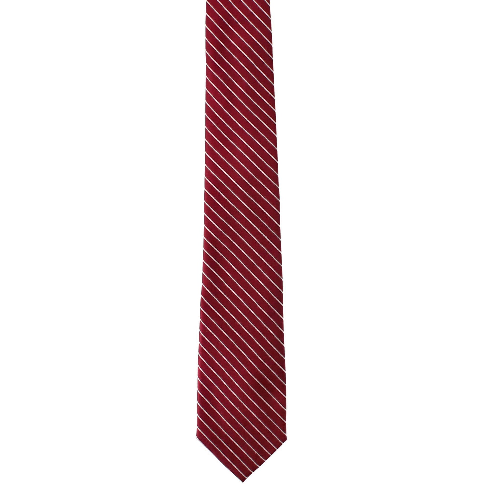 Declan Diagonal Stripe Silk Business Necktie - Burgundy with Cream Stripe