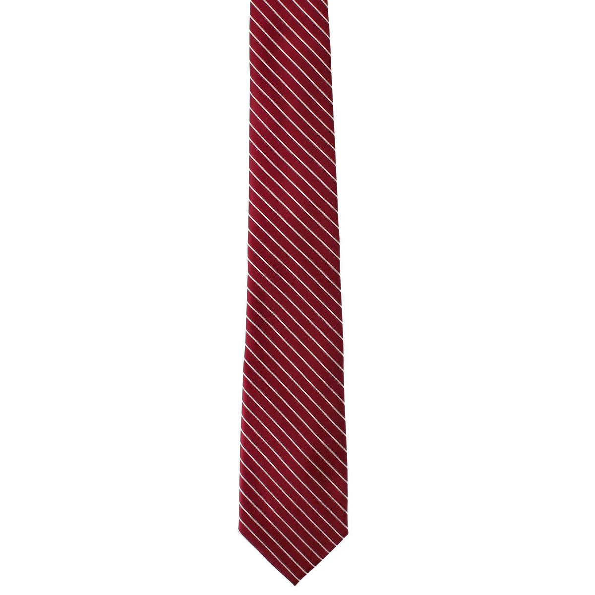 Declan Diagonal Stripe Silk Business Necktie - Burgundy with Cream Stripe