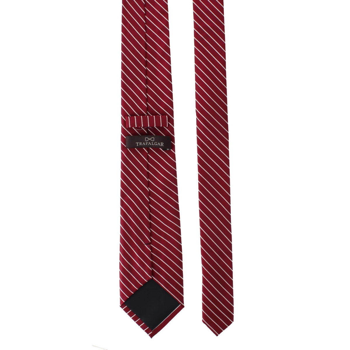 Declan Diagonal Stripe Silk Business Necktie - Burgundy with Cream Stripe