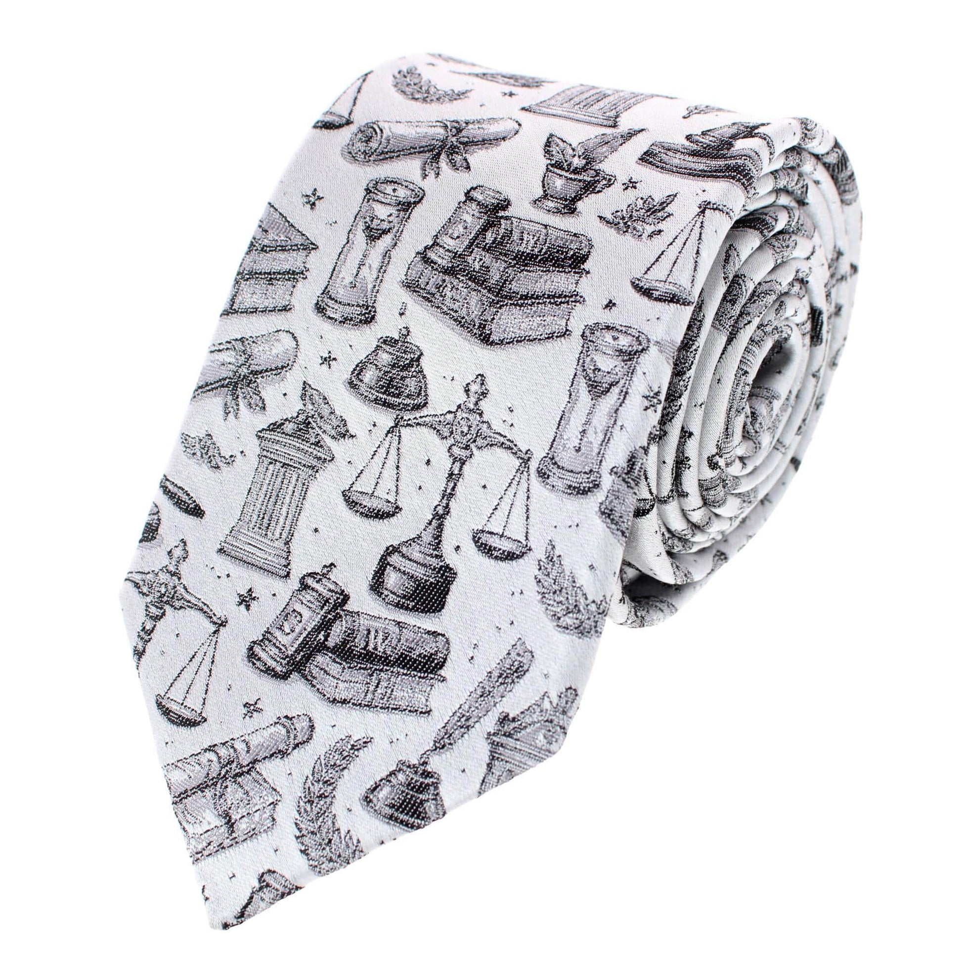 Esquire Law Silk Novelty Necktie - Silver