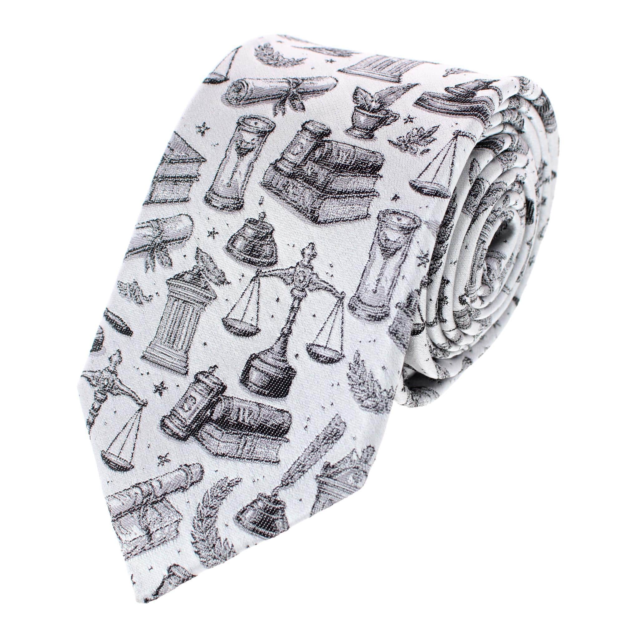 Esquire Law Silk Novelty Necktie - Silver