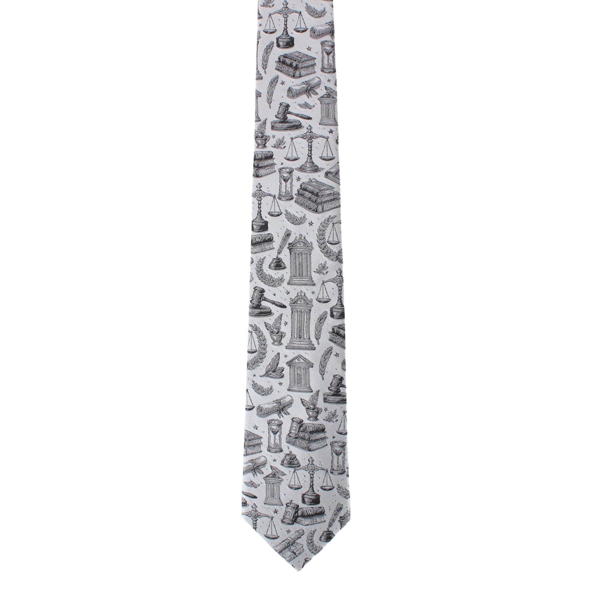 Esquire Law Silk Novelty Necktie - Silver