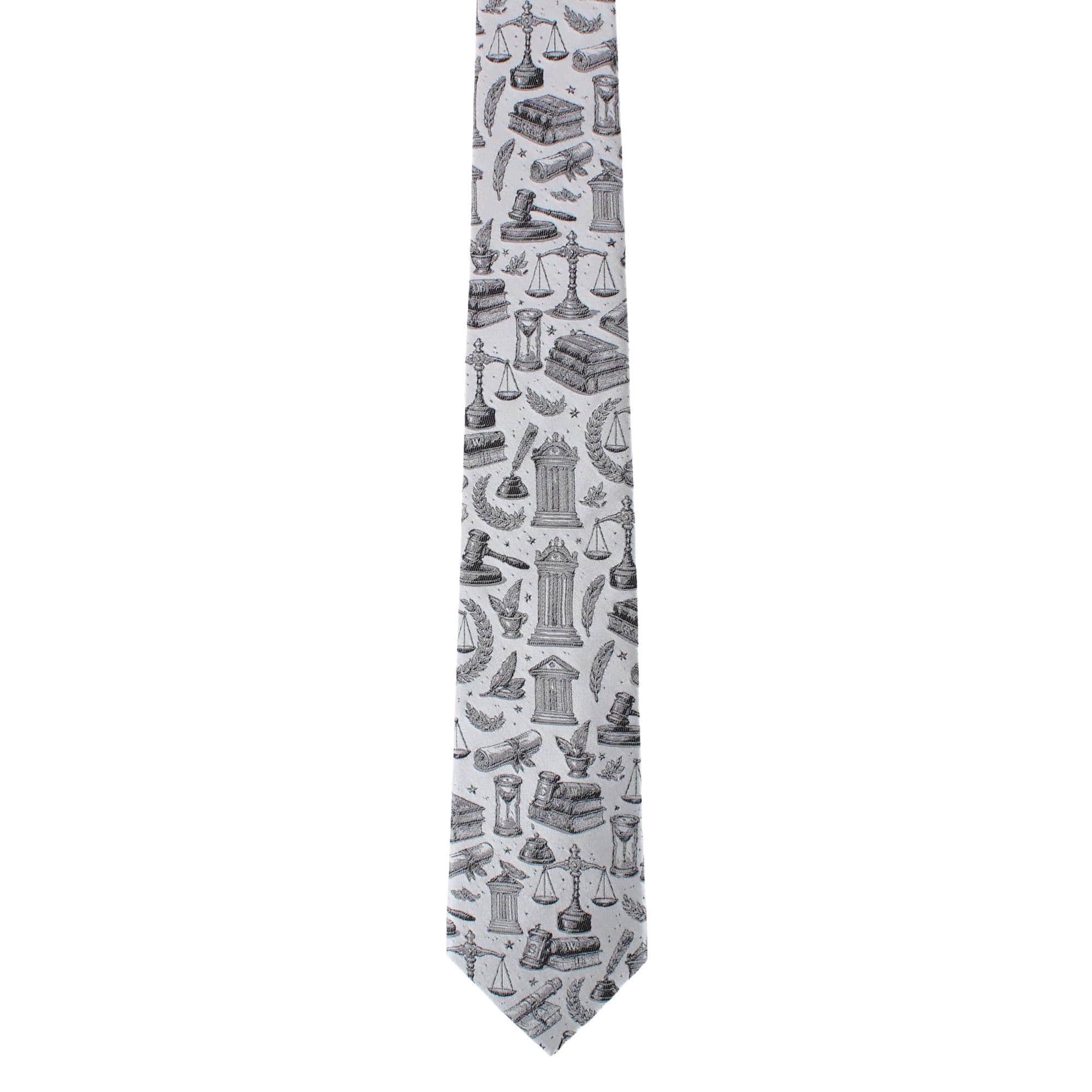 Esquire Law Silk Novelty Necktie - Silver