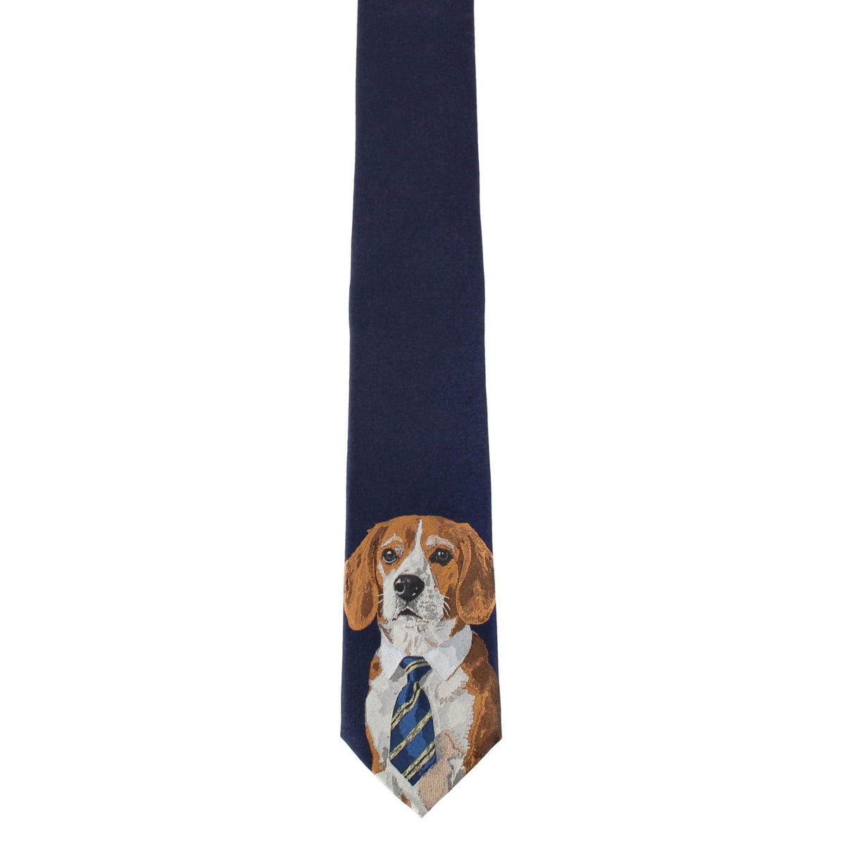 Man's Best Friend Series Beagle Silk Novelty Necktie - Navy
