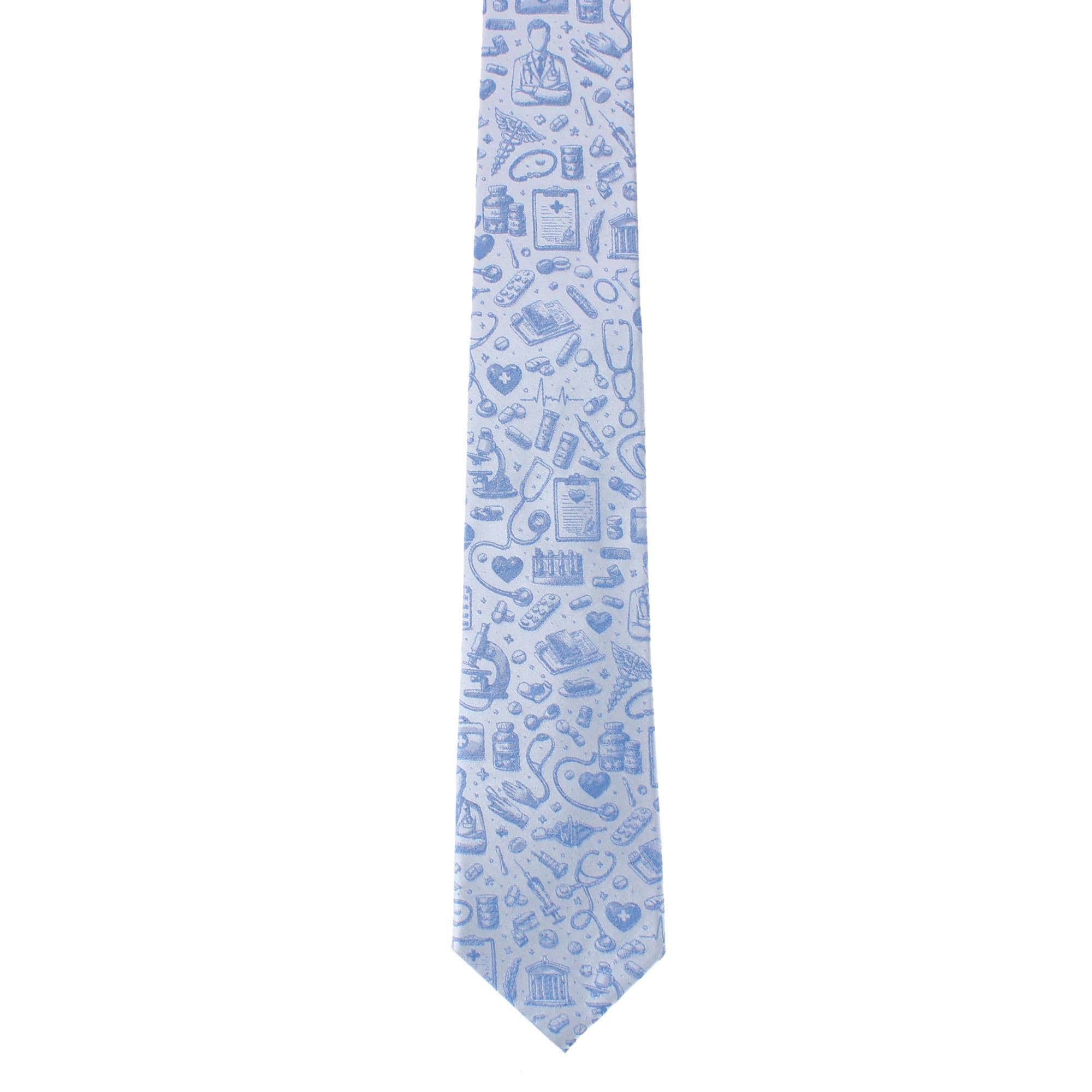 Medical Alert Silk Novelty Necktie - Light Blue